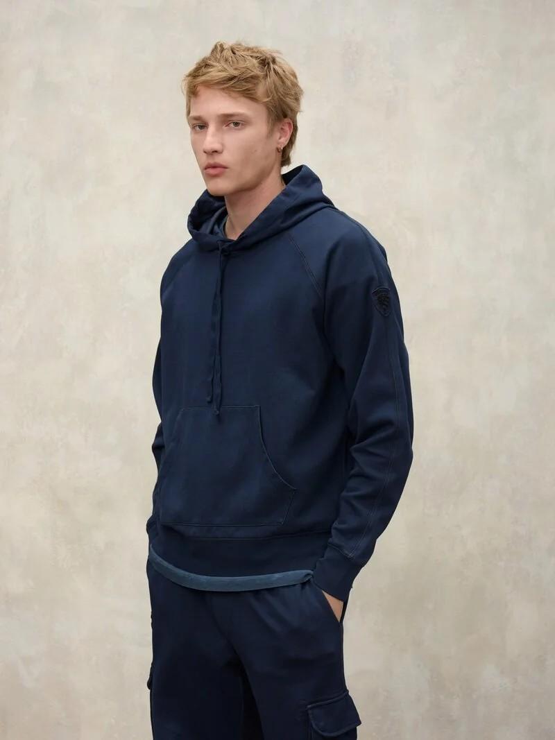 Felpa con cappuccio ordway dyed 26SBLUF08140 890 BLAUER 