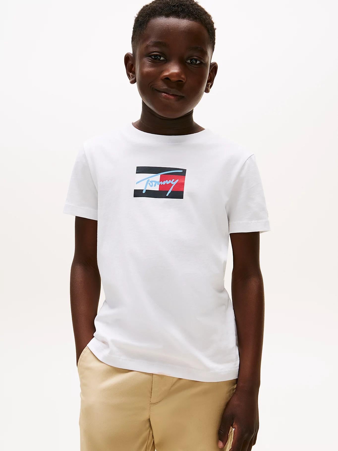 T-shirt con logo firma KB0KB09725J YBR TOMMY HILFIGER 