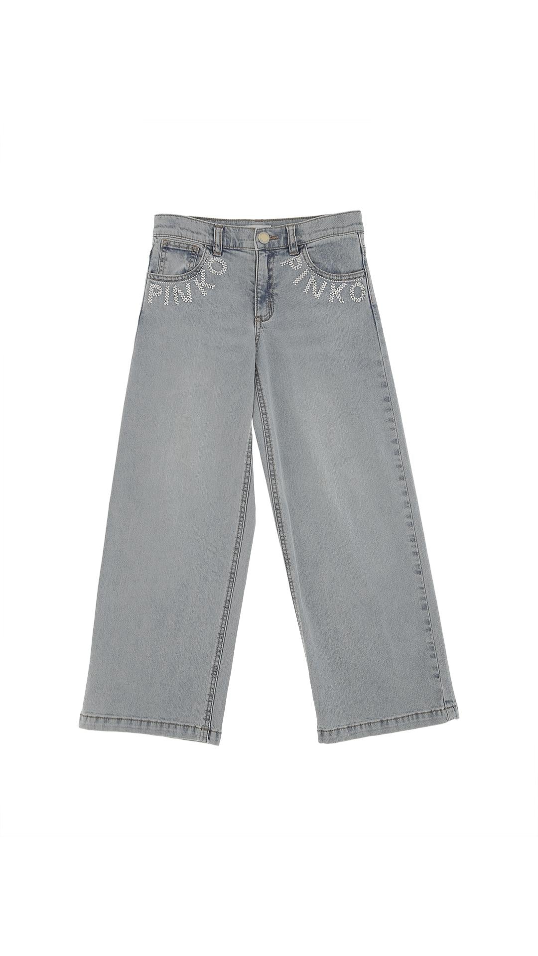 Jeans wide leg con logo in strass KFPA031CDS057 D812 PINKO 