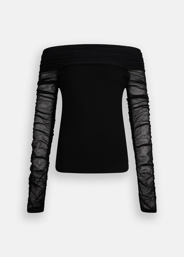 Maglia con scollo bardot CF5033MS99E 22222 LIU JO BLACK 