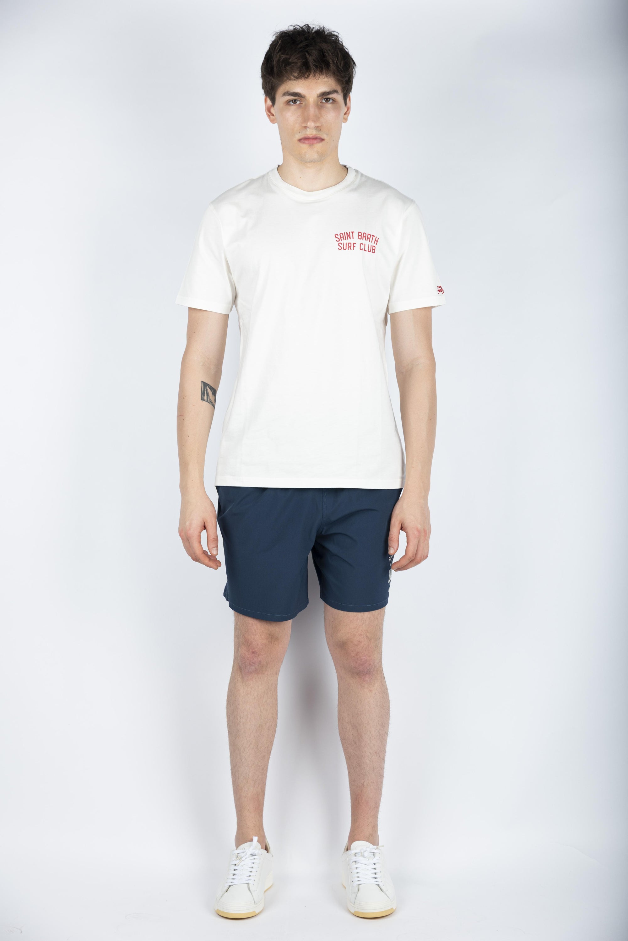 T-shirt in cotone con ricamo Saint Barth Surf Club bianco Special Edition TSHM001 02577H MC2 SAINT BARTH 