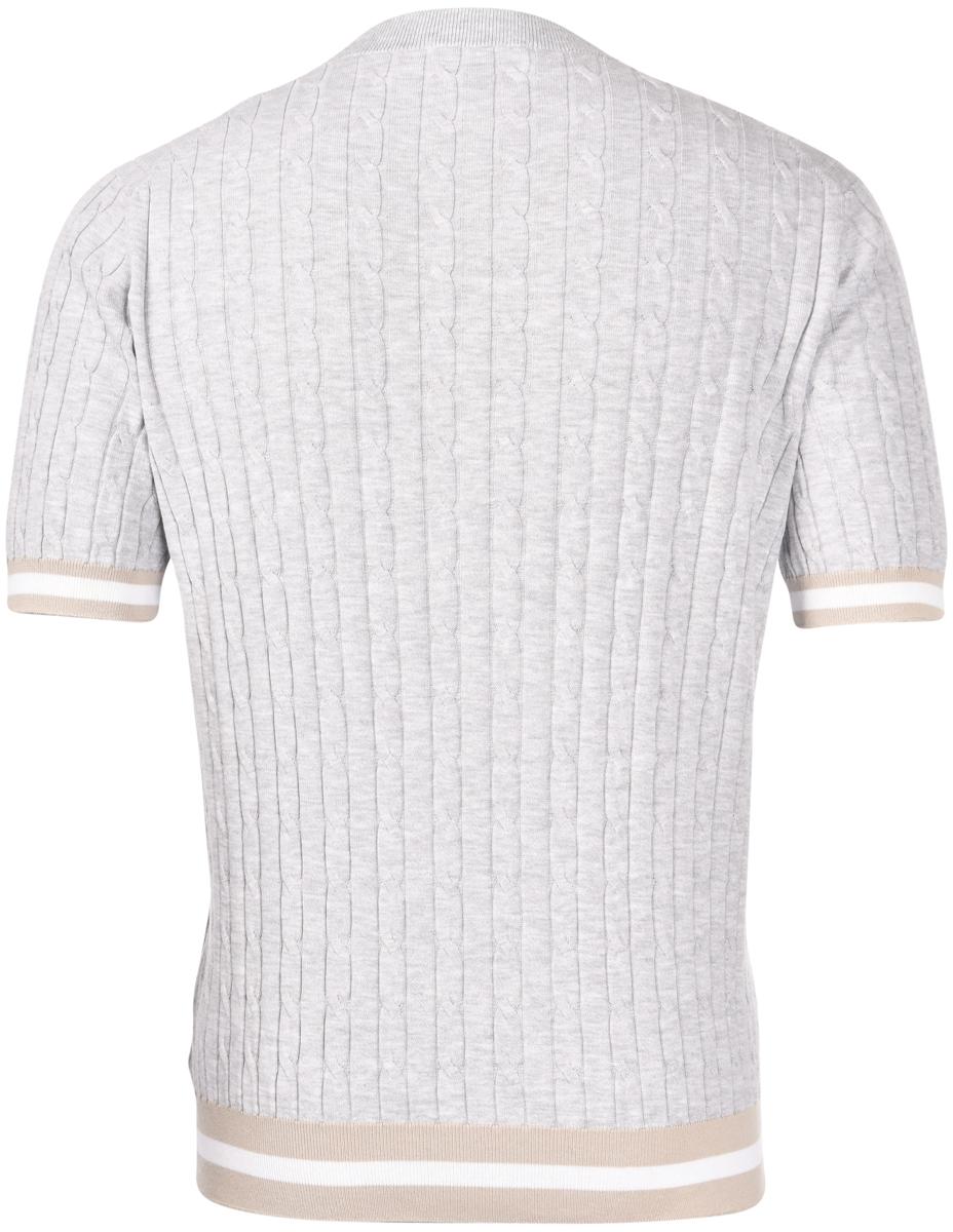 T-shirt in maglia lavorazione trecce e coste grigio 57194/20679 052 GRAN SASSO 
