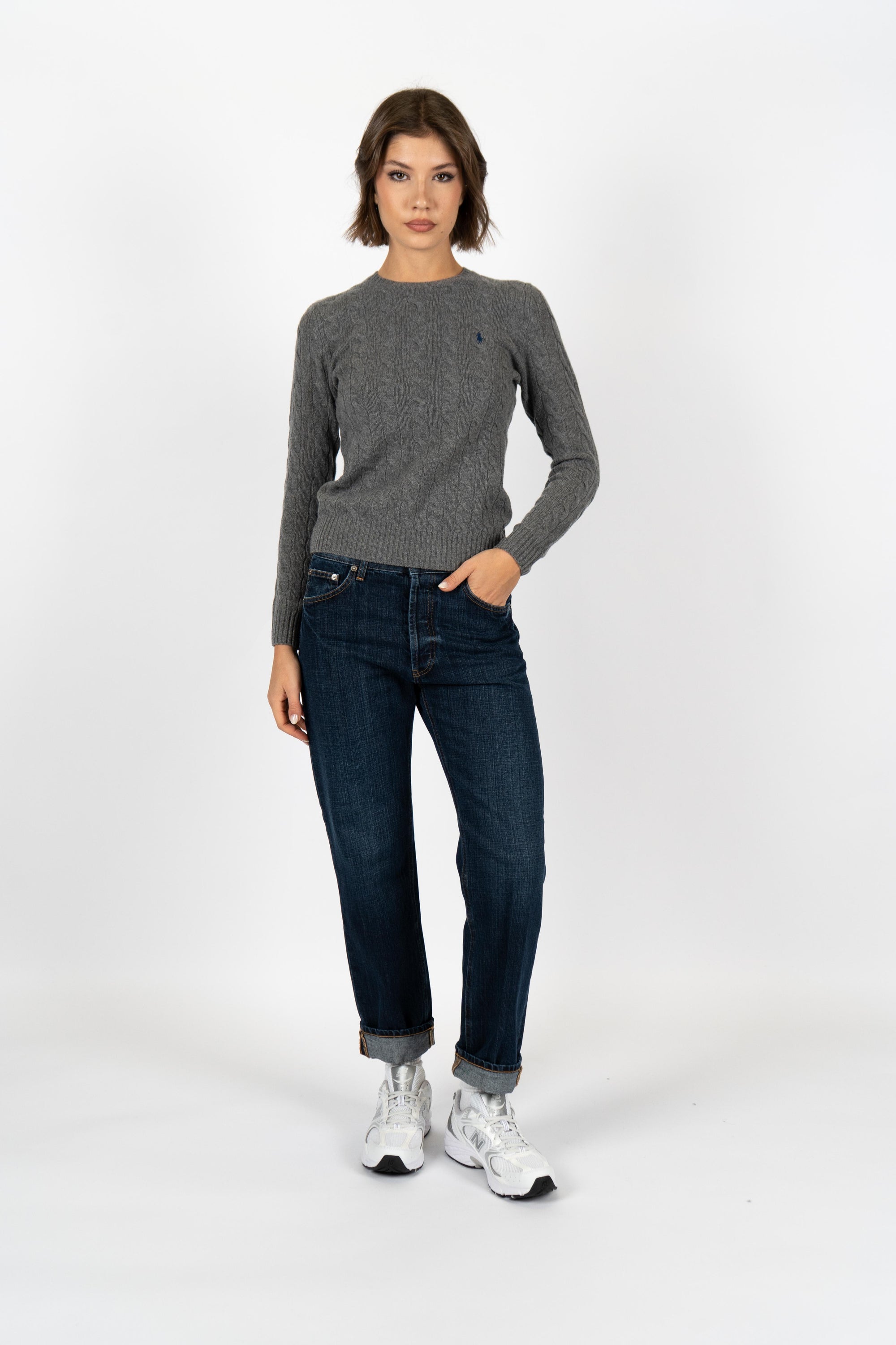 Girocollo in lana e cashmere a trecce 211971865 501 POLO RALPH LAUREN 