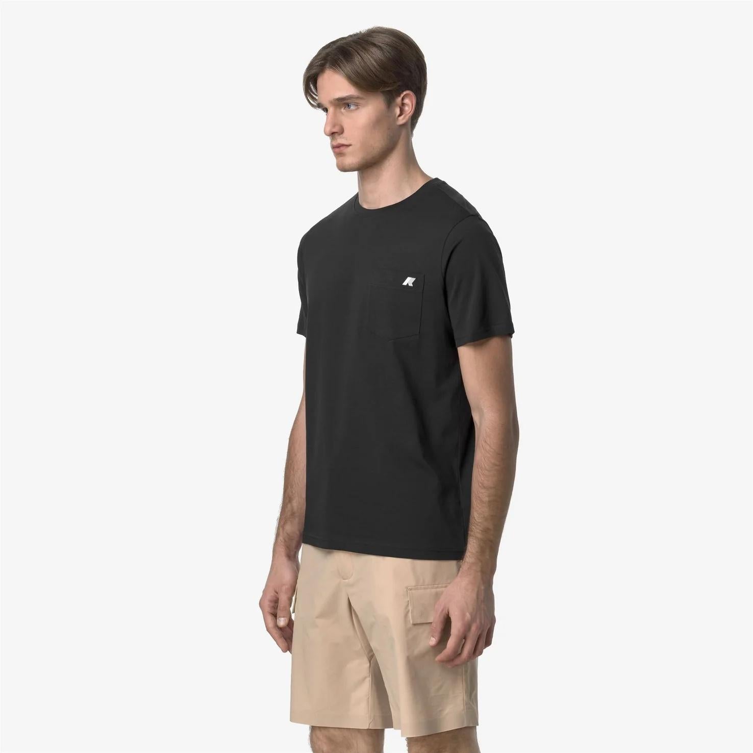 T-Shirt in Cotone Slim Fit Uomo nero con Taschino K31368W USY K-WAY 