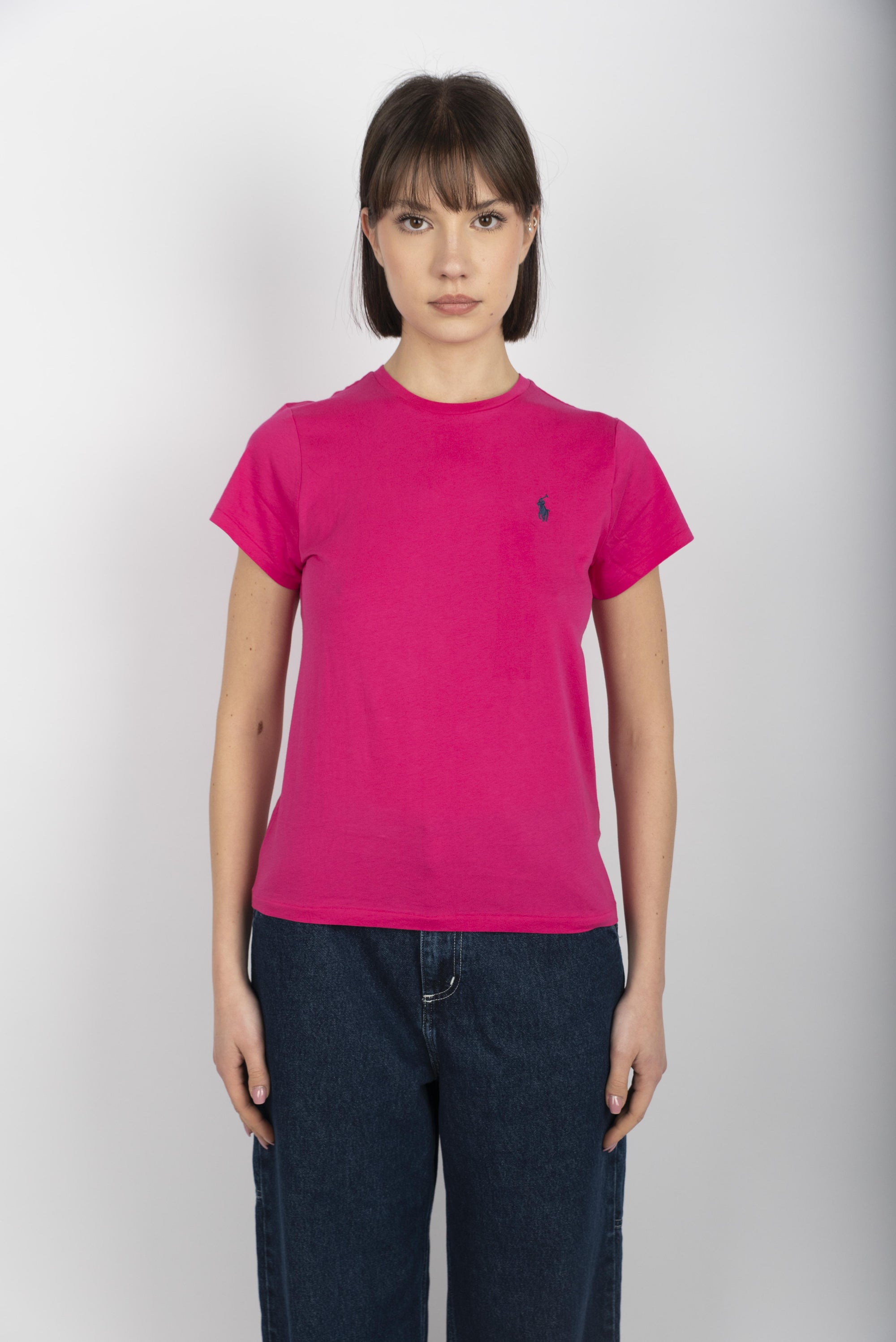 Maglia a girocollo in jersey di cotone bright pink  211898698 031 POLO RALPH LAUREN 