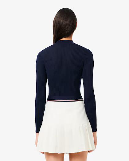 Maglione a collo alto in lana merinos a coste AF4189 166 LACOSTE 