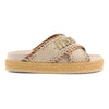 Criss-cross sandal metal stitching