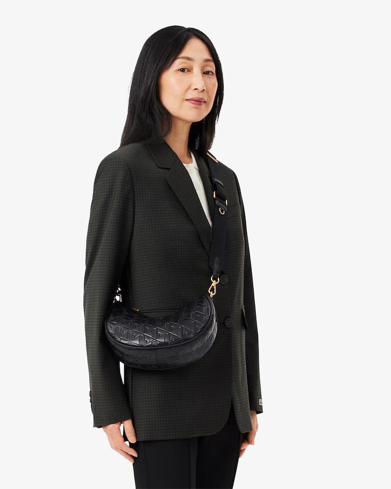 Borsa a mezzaluna in pelle goffrata NF4710 000 LACOSTE ACCESSORI 