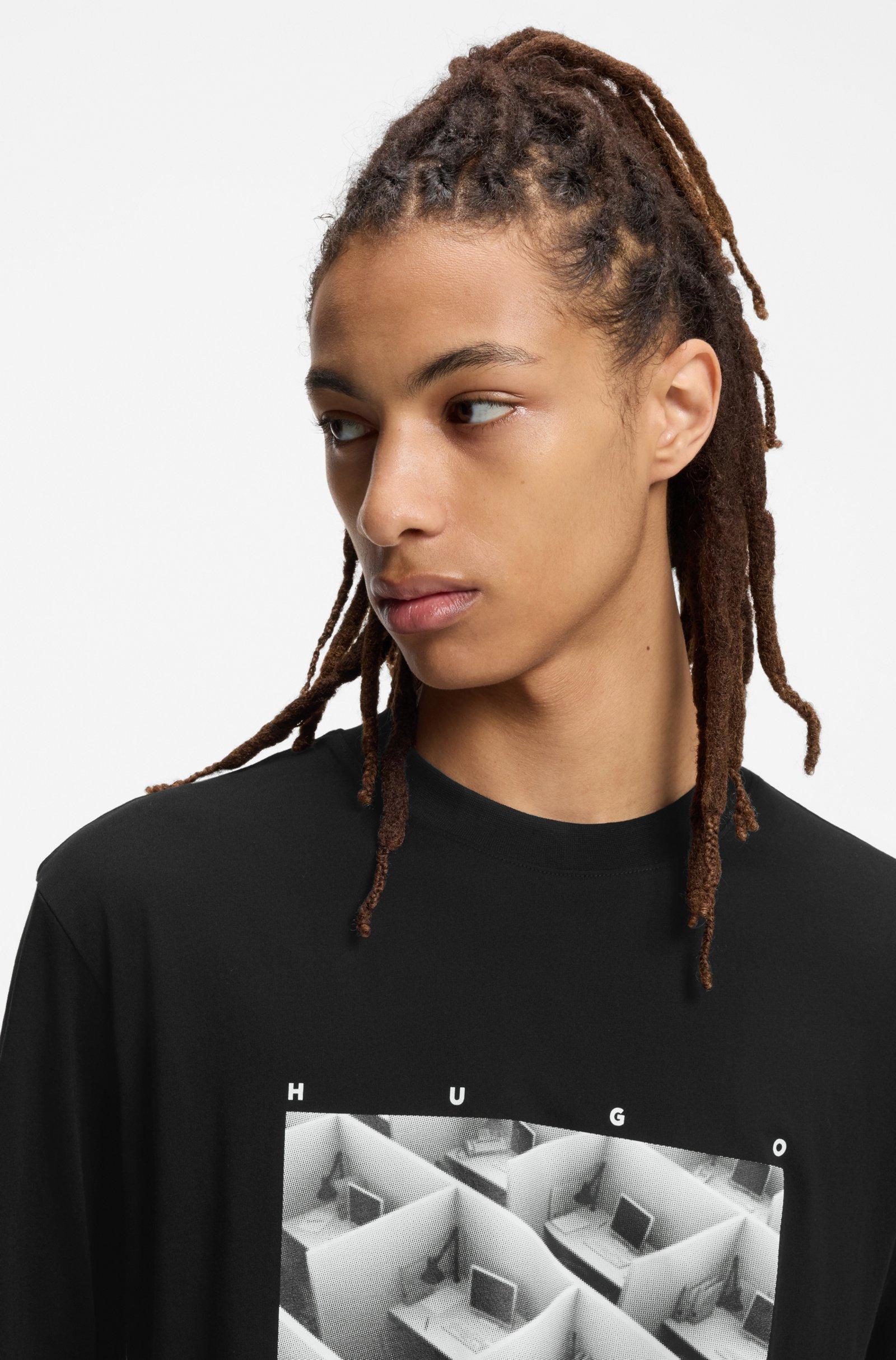 T-shirt con stampa artistica in jersey di cotone 50553330 001 HUGO 