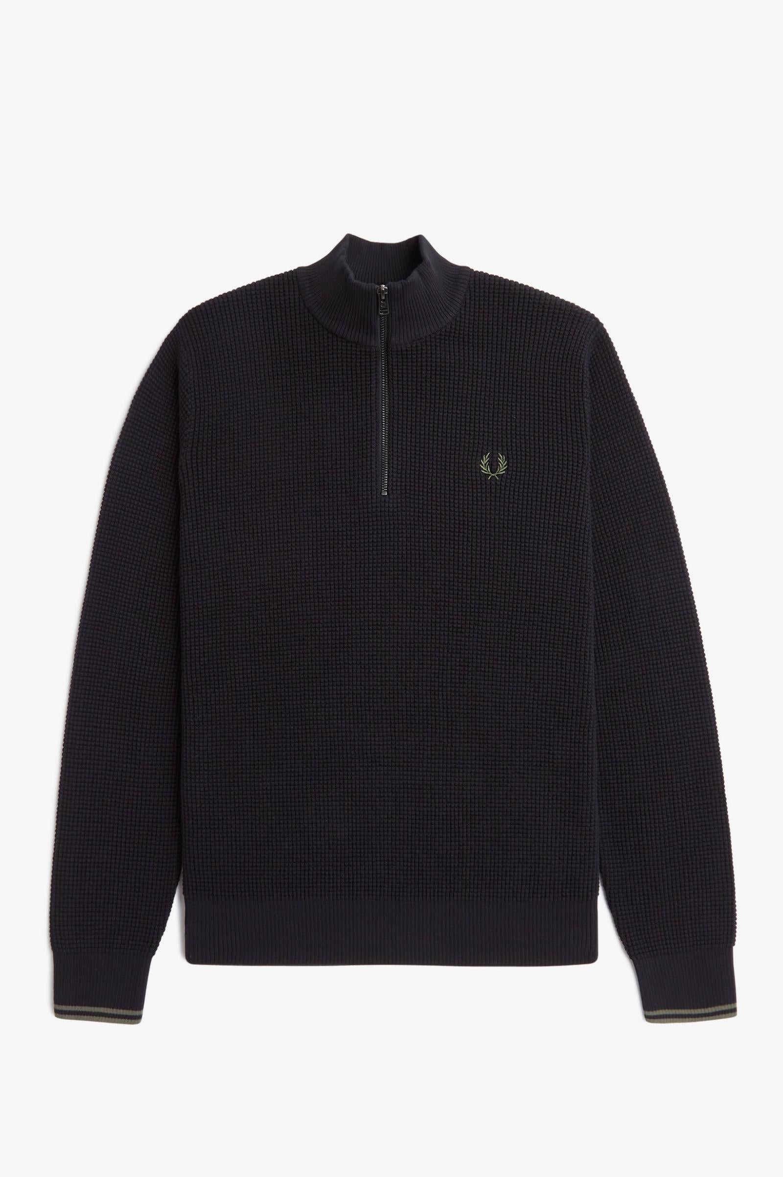 Maglione a mezza zip con lavorazione goffrata K855755 102 FRED PERRY 