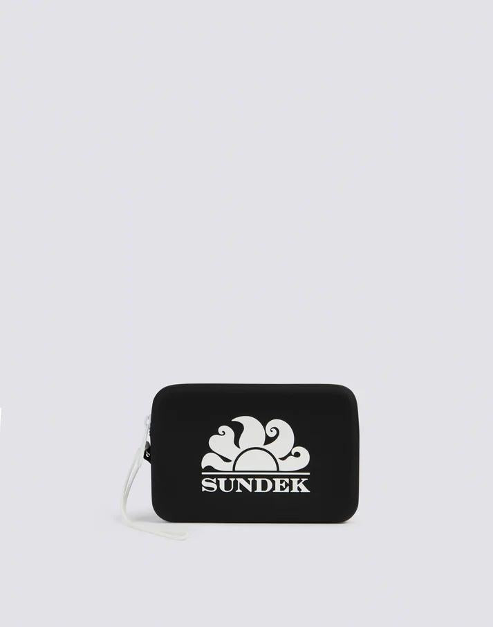 Mini pochette in gomma con logo, nero AW748ABSL100 00401 SUNDEK 