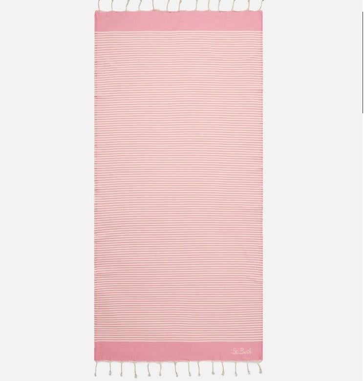 Telo mare Foutas a righe piccole rosa e bianche FOUT012W 09148L MC2 SAINT BARTH 
