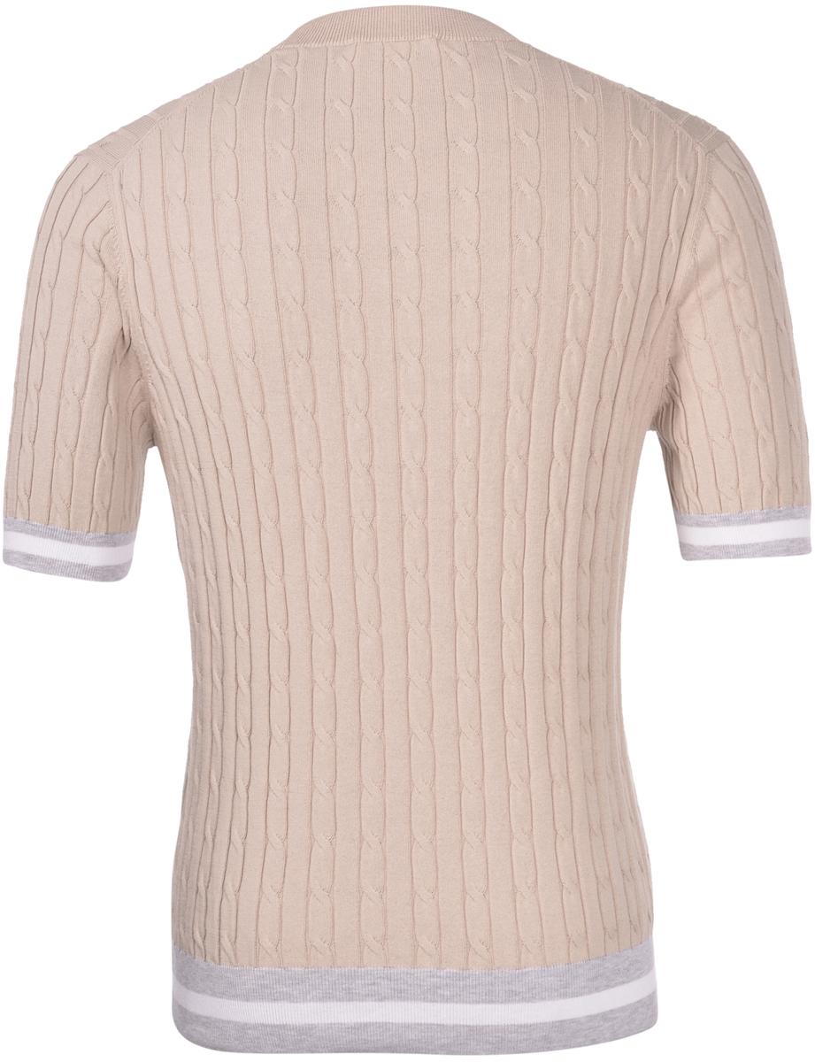 T-shirt in maglia lavorazione trecce e coste nocciola grigio bianco 57194/20679 010 GRAN SASSO 