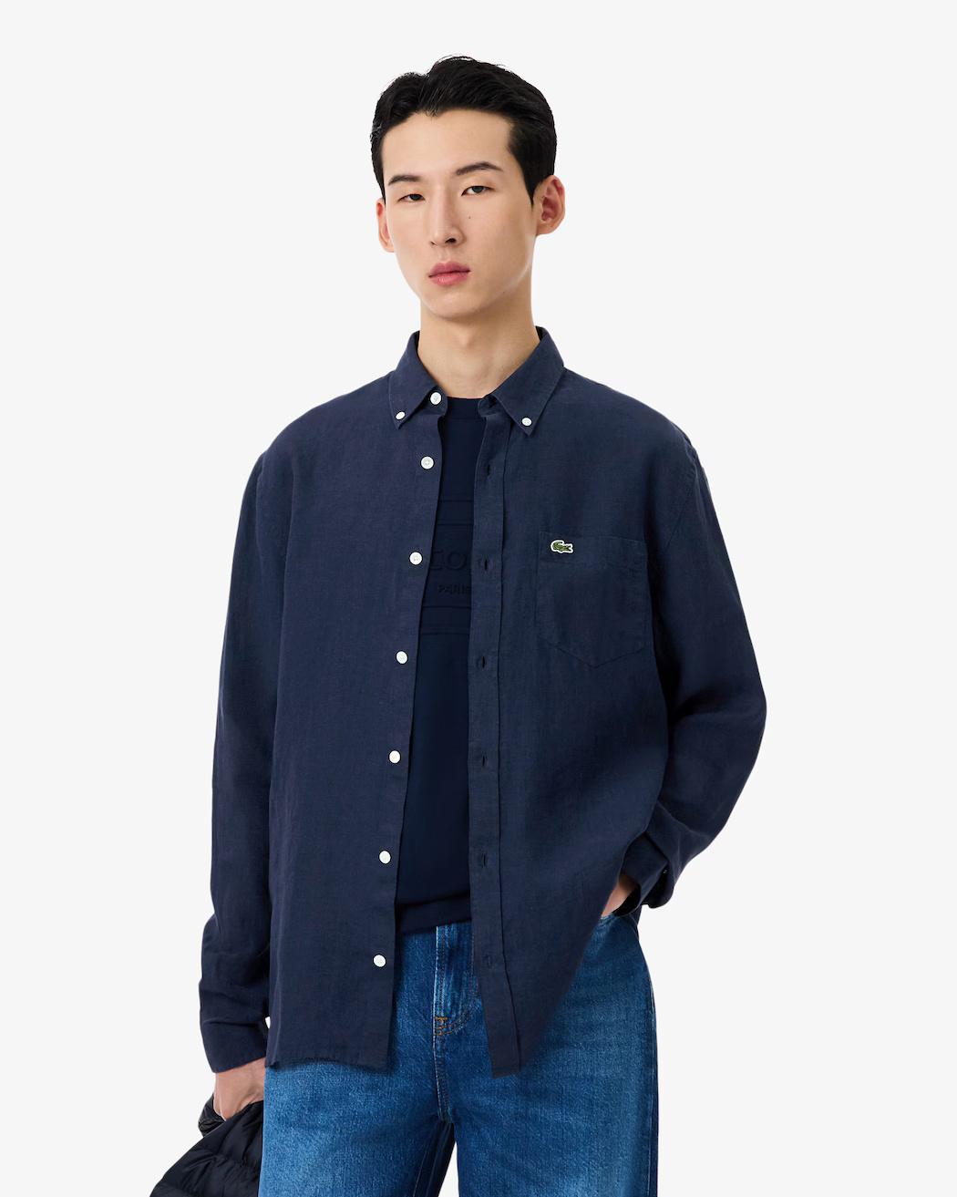 Camicia di lino regular fit CH5692 166 LACOSTE 