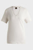 T-shirt a scollo a V in lino leggero