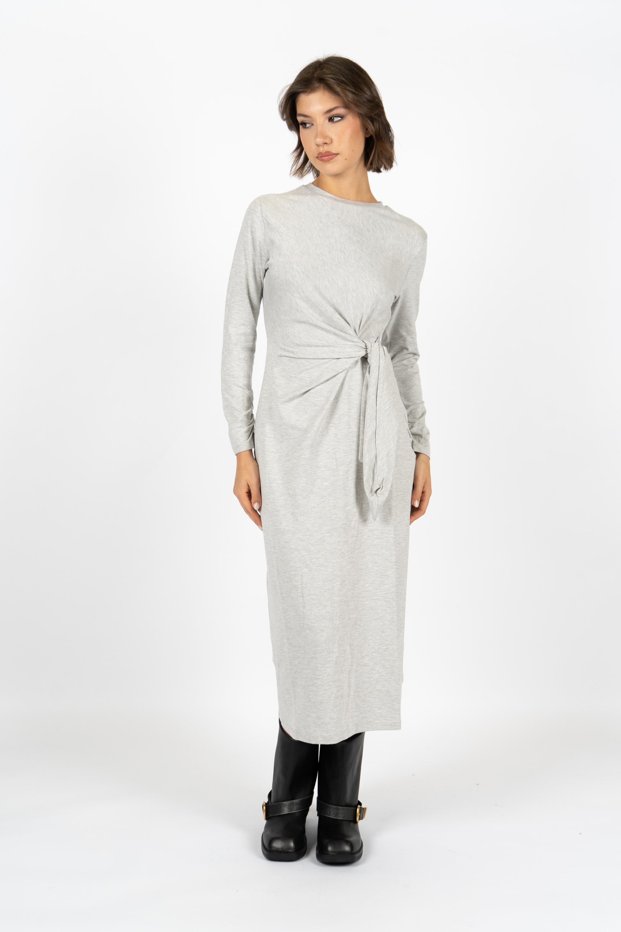 Abito in jersey elasticizzato con dettagli in vita annodata 50547821 056 BOSS 