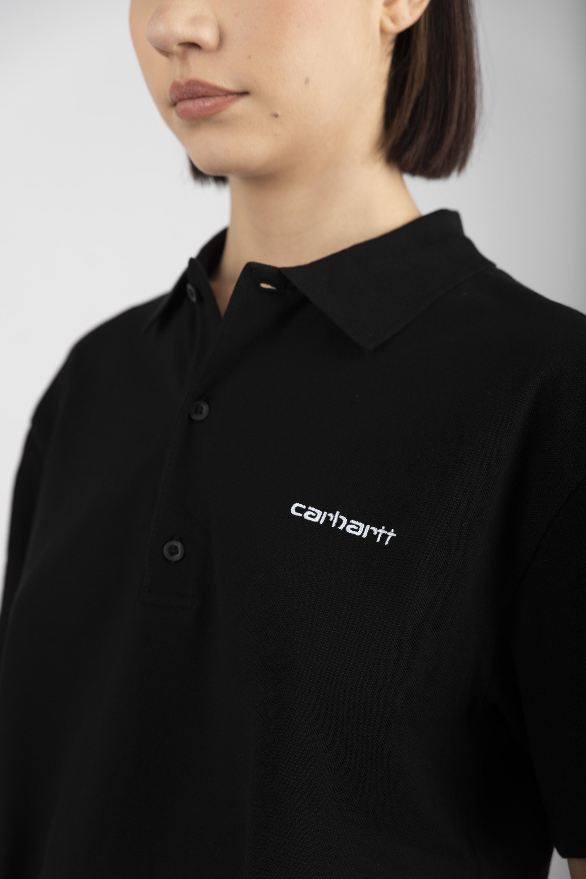 Women's S/S Script Polo T-Shirt black I034553 89XX CARHARTT WIP 