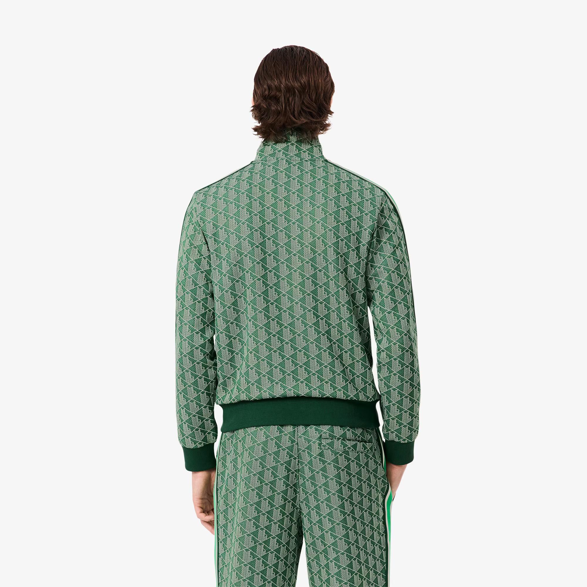 Felpa in jacquard monogrammata con zip SH1368 HEI LACOSTE 