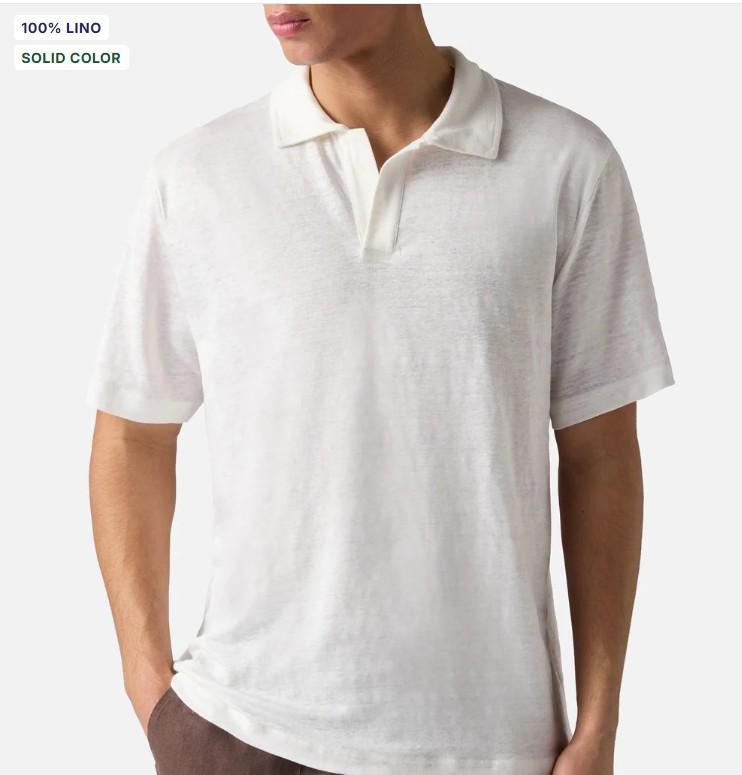 Polo Fraser in puro lino bianco FRS0001 01138L MC2 SAINT BARTH 