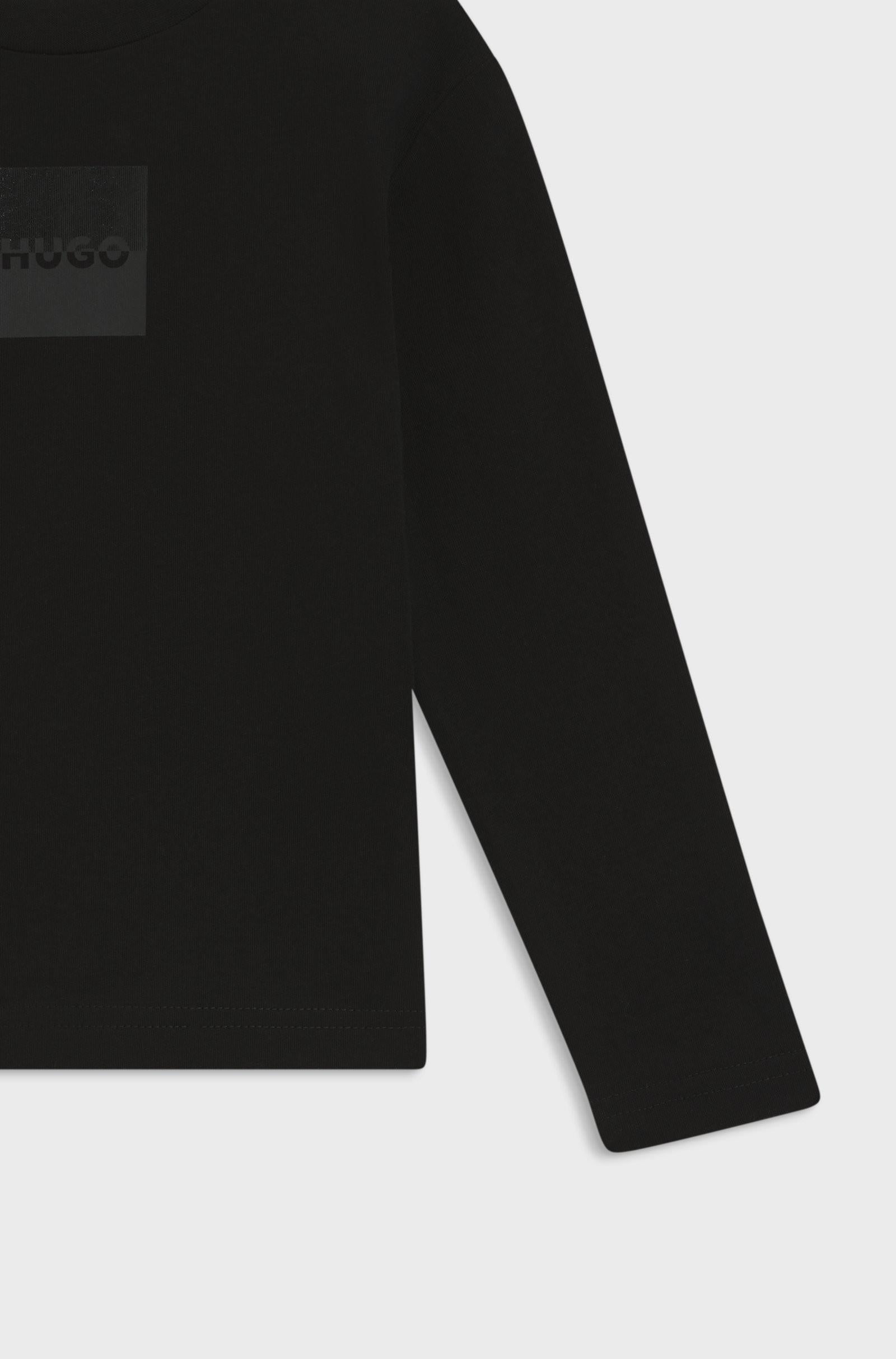 Maglia a maniche lunghe in cotone con logo spezzato G00437 09BA HUGO 