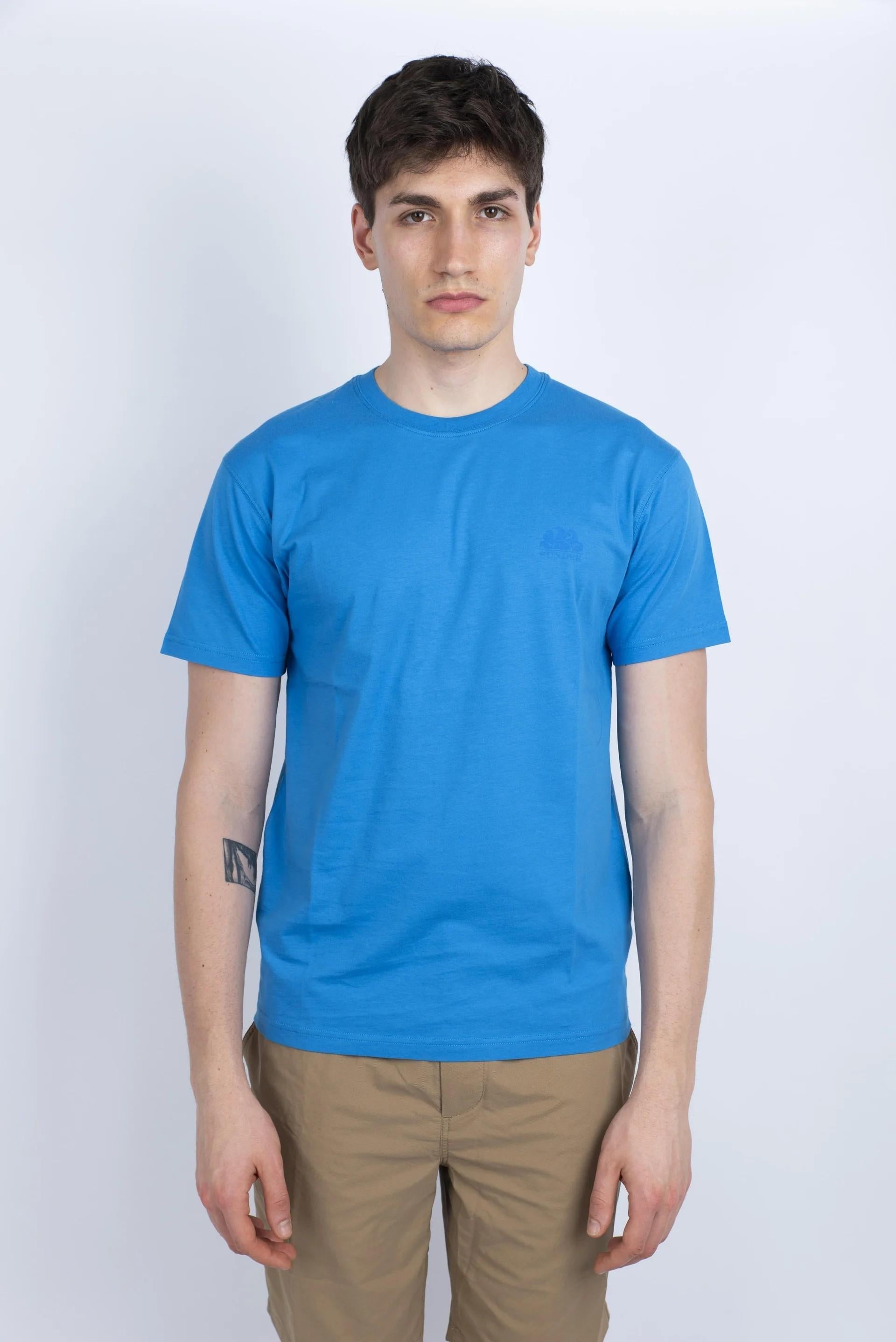 T-shirt girocollo con logo blu M129TEJ78OT A6600 SUNDEK 
