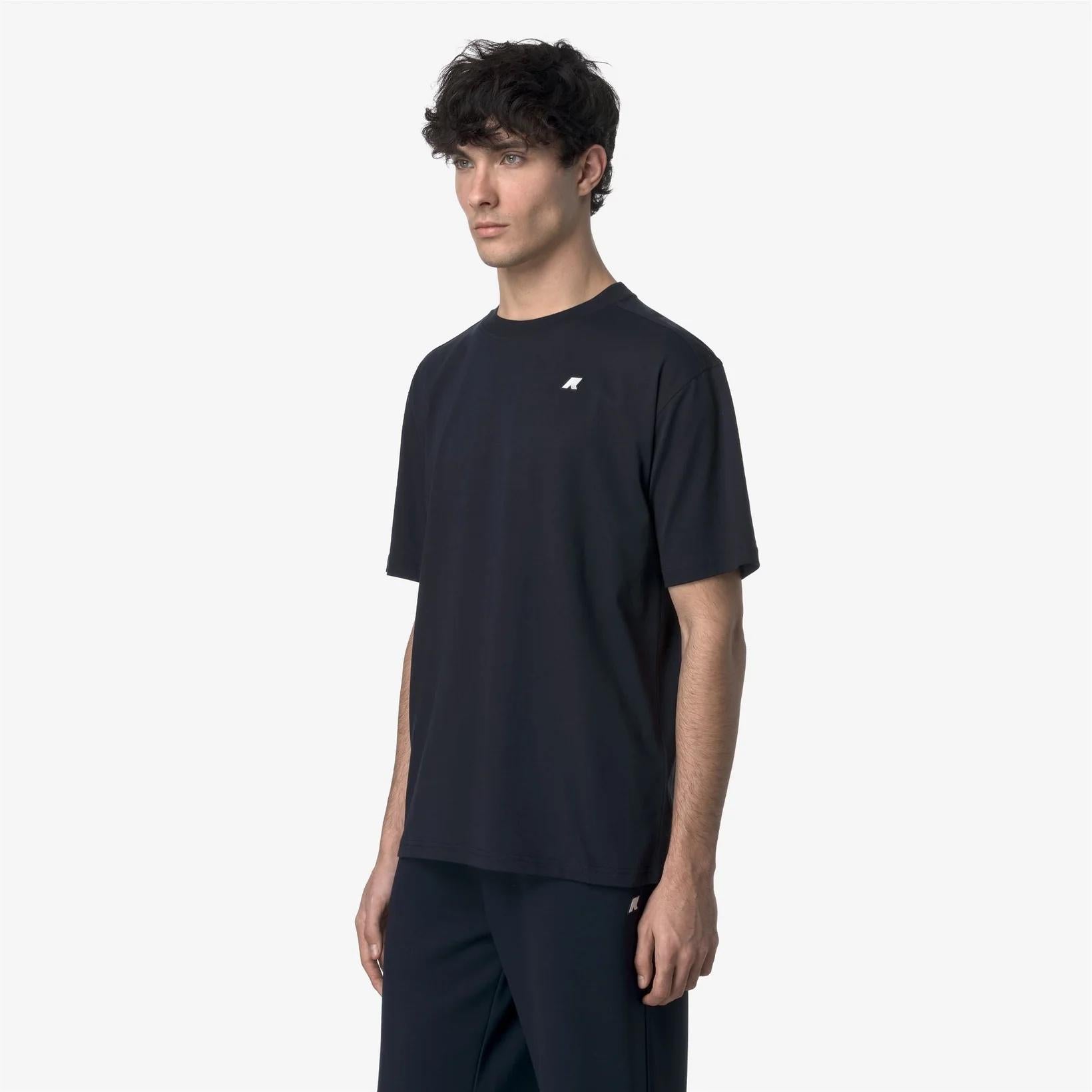 T-shirt casual da uomo in cotone blu K3136CW K89 K-WAY 