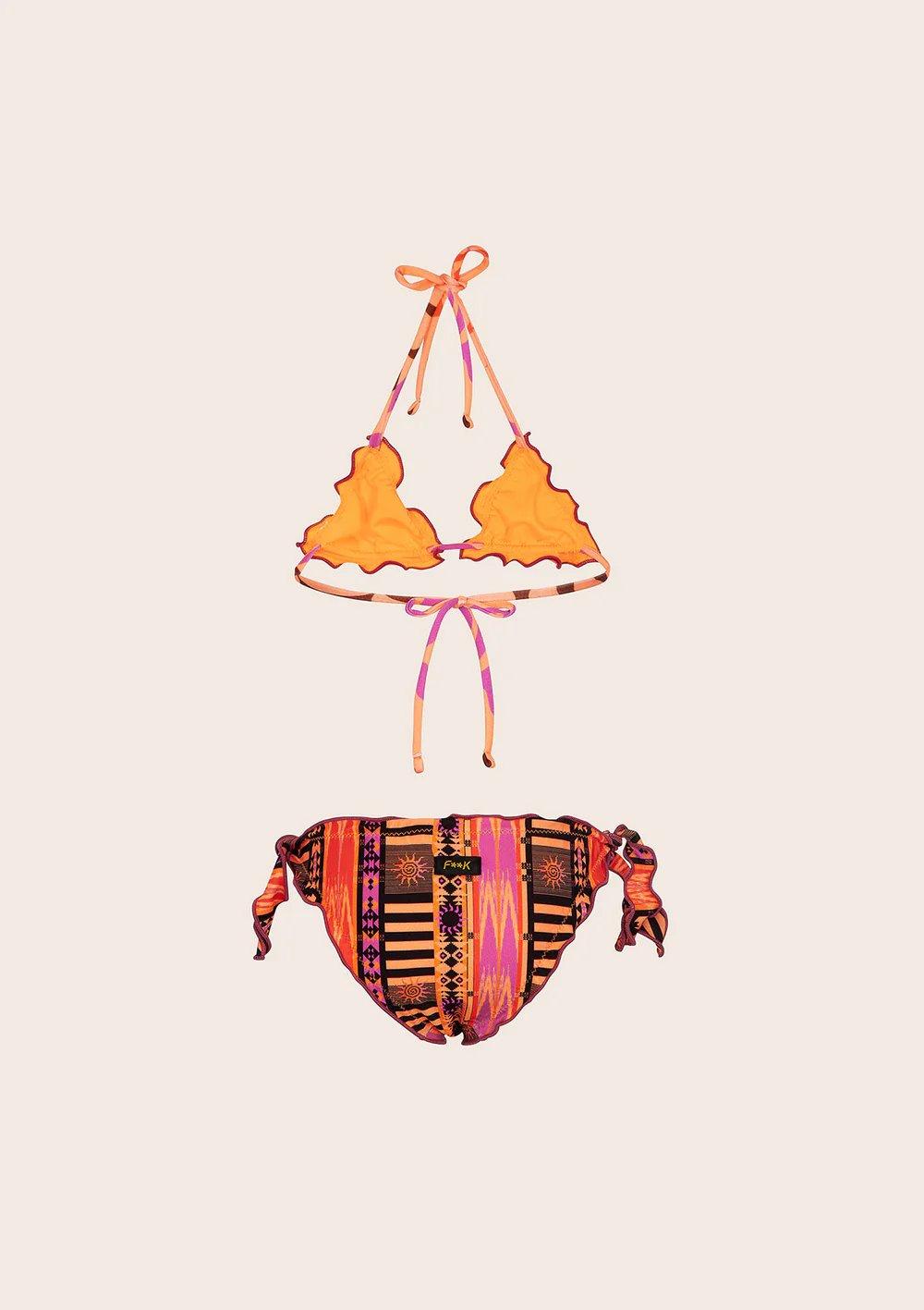 Bikini Bambina Triangolo con Slip Regolabile Fantasia rosso G1F05TAX 45 F**K 