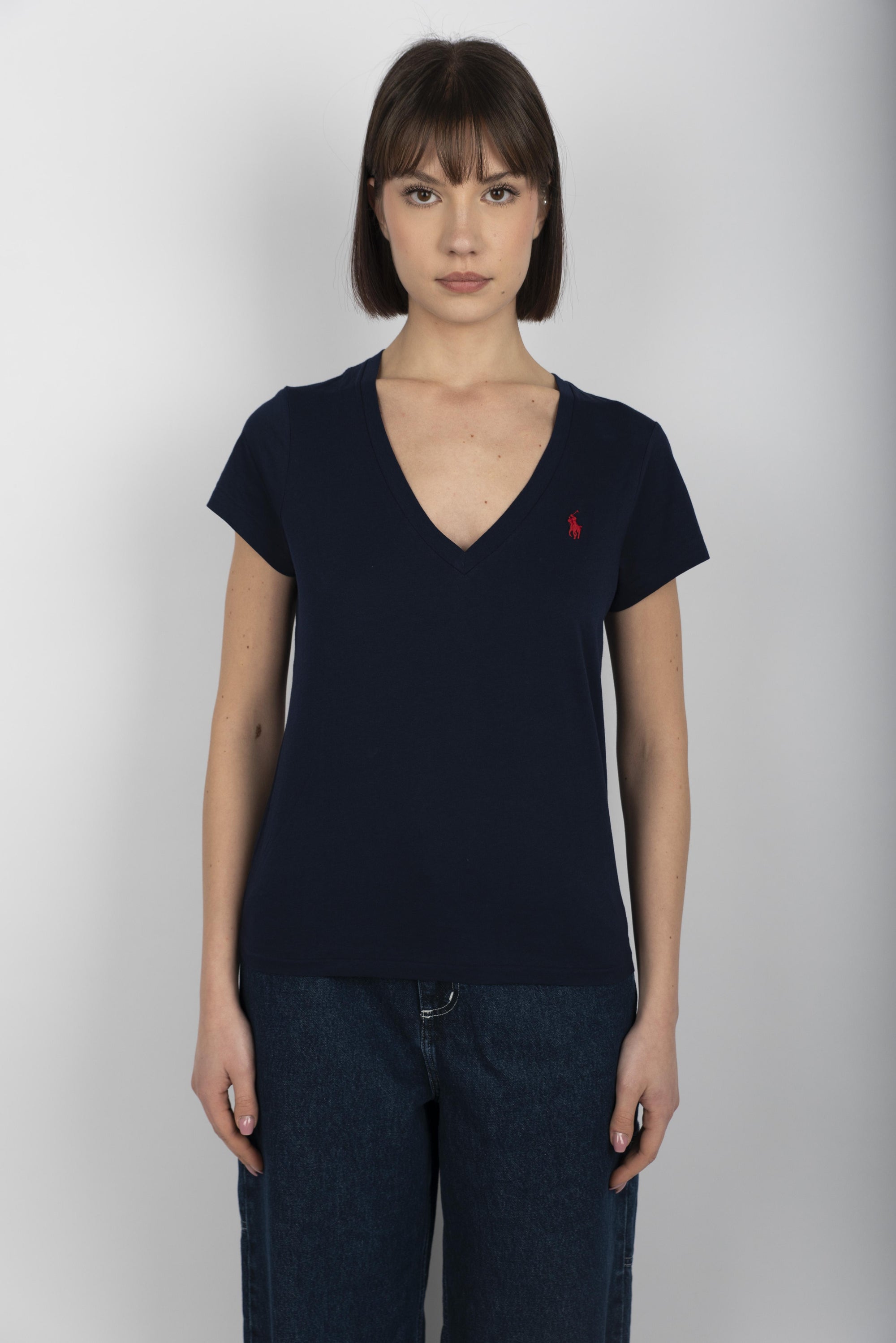 Maglietta in jersey con scollo a V blu navy crociera 211902403 002 POLO RALPH LAUREN 