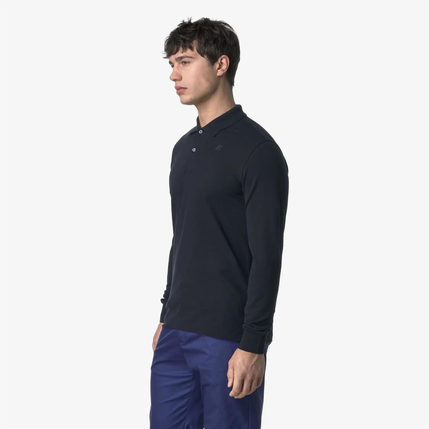 Polo da uomo blu slim fit maniche lunghe K1125GW K89 K-WAY 