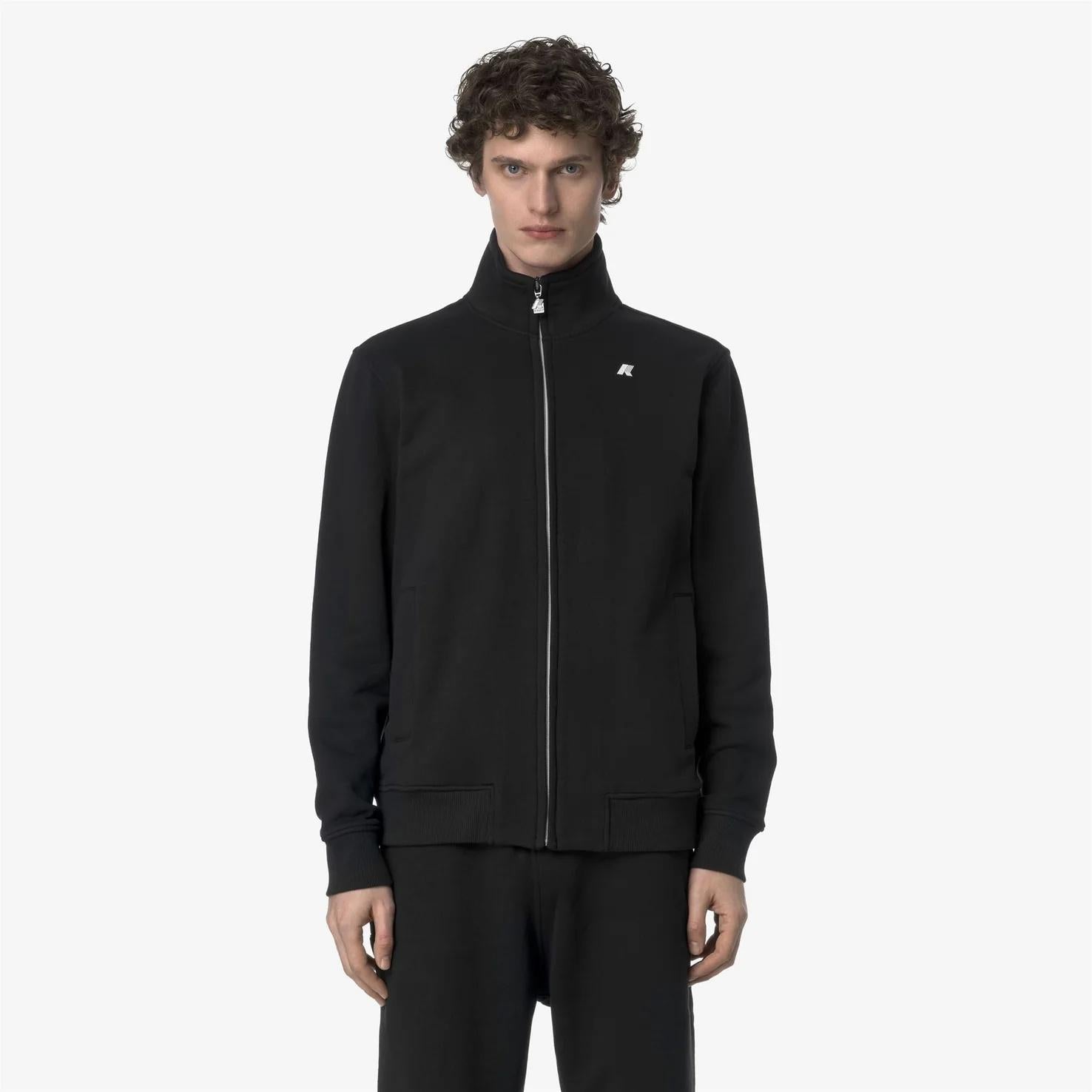 Giacca in pile casual da uomo nero con collo alto e tasche K31366W USY K-WAY 