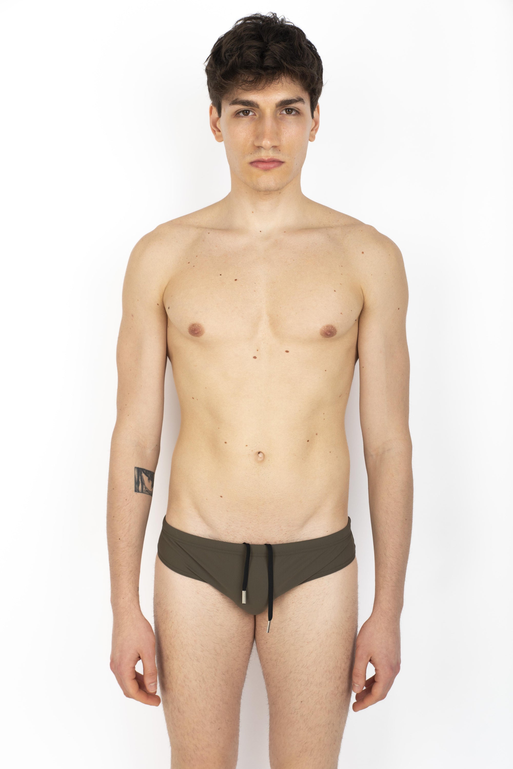 Swim Brief oliva con back logo nero D7B355990 307 DSQUARED BEACHWEAR 