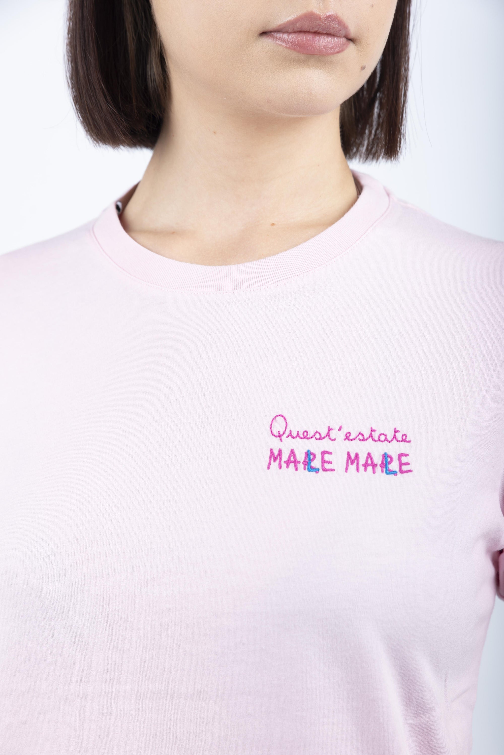 T-shirt Emilie in cotone rosa con ricamo EMI0001 02920H MC2 SAINT BARTH 