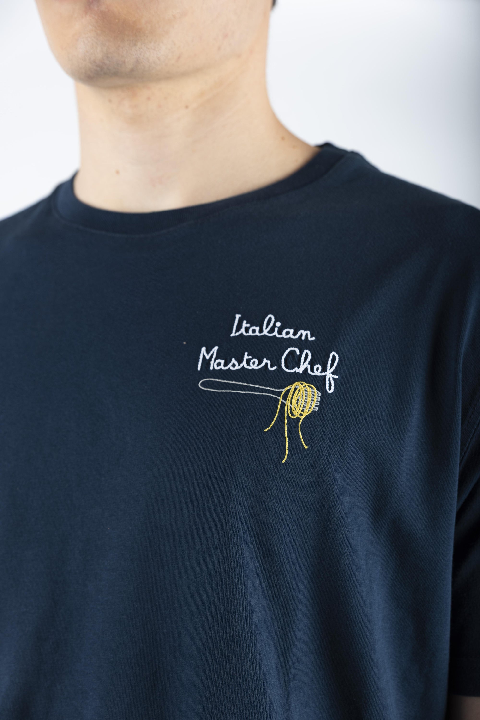 T-shirt Italian MasterChef in jersey di cotone Classic Fit con ricamo navy POT0001 02484H MC2 SAINT BARTH 
