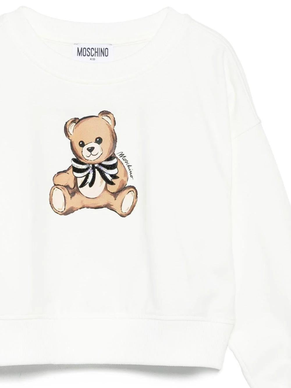 Felpa con fiocco in raso con paillettes HDF06GLDA16 10063A MOSCHINO KID 