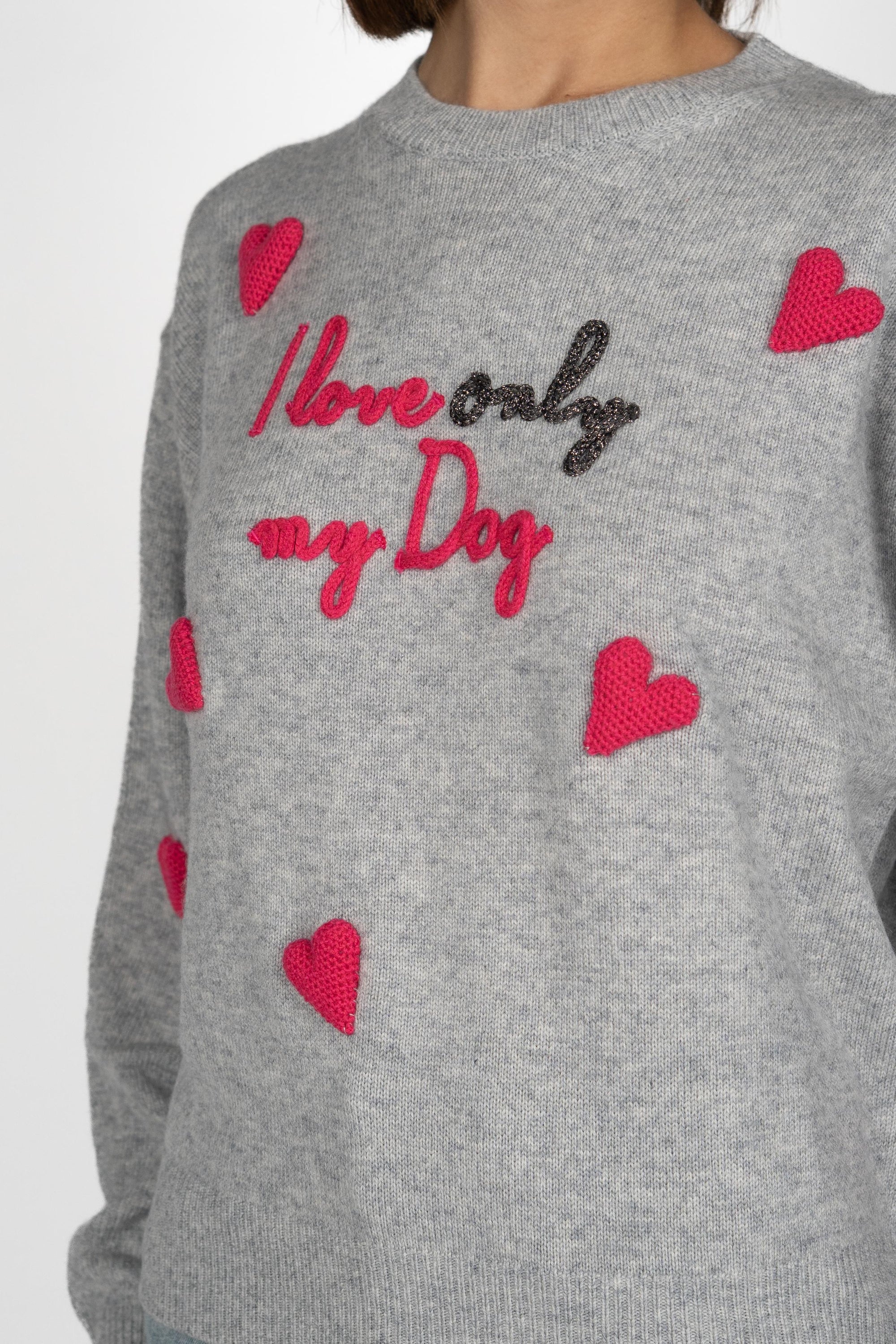 Maglione Louise con ricami e applicazioni Cuori LOUI004 04033I MC2 SAINT BARTH 