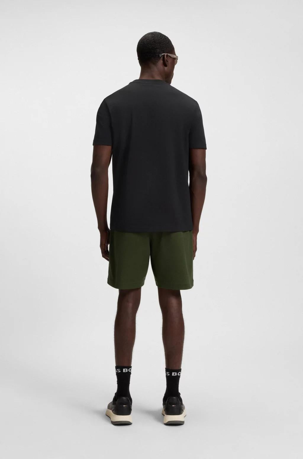 T-shirt regular fit in cotone elasticizzato con logo a contrasto 50506373 001 BOSS 