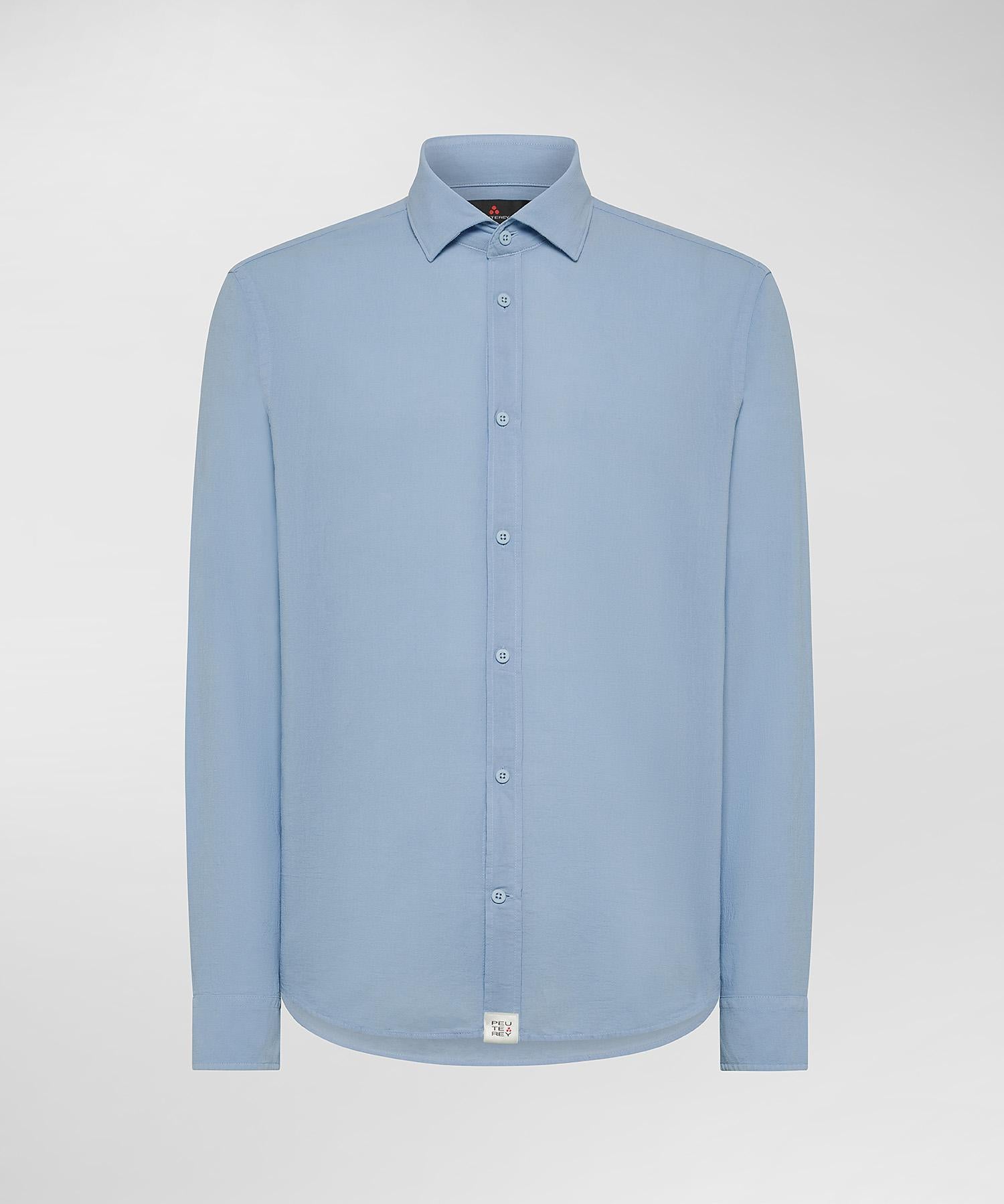 Dominic MU Camicia in Mussola di cotone blu fumo PEU5527 289 PEUTEREY 