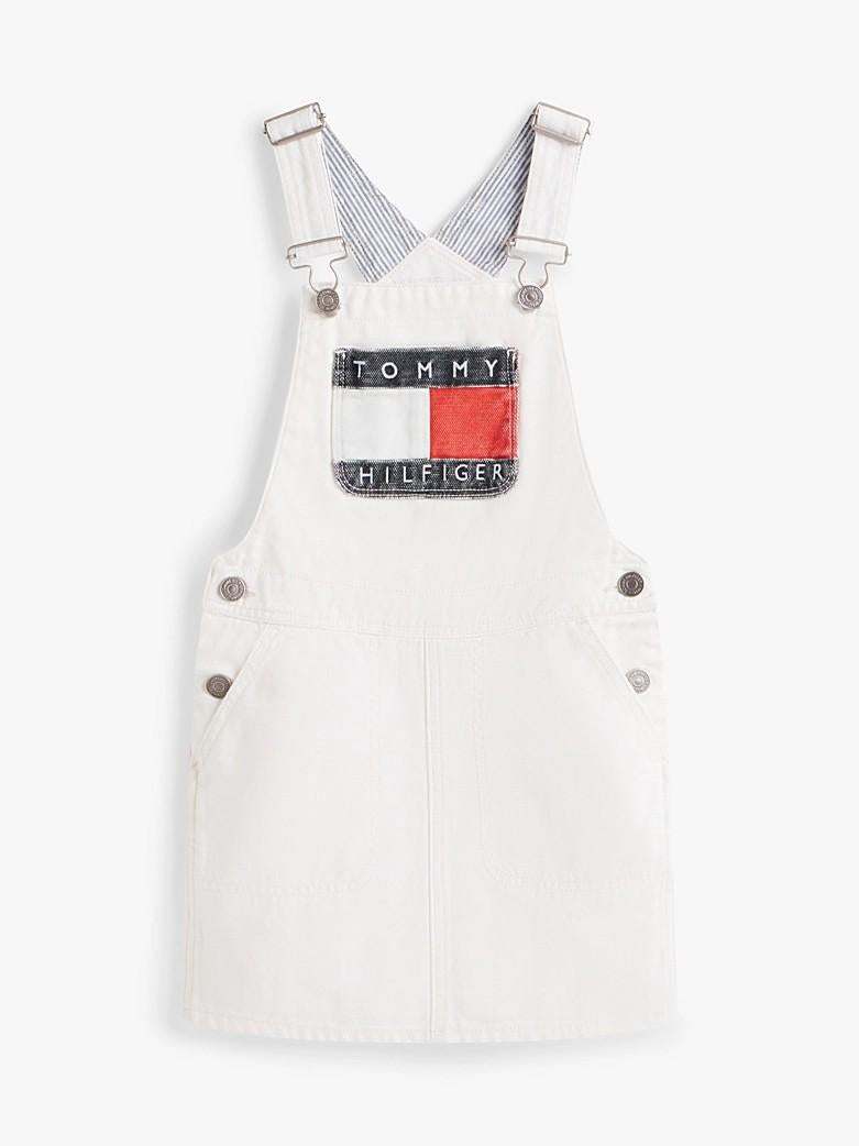 Heritage denim dungaree dress with logo – COSCIA Store