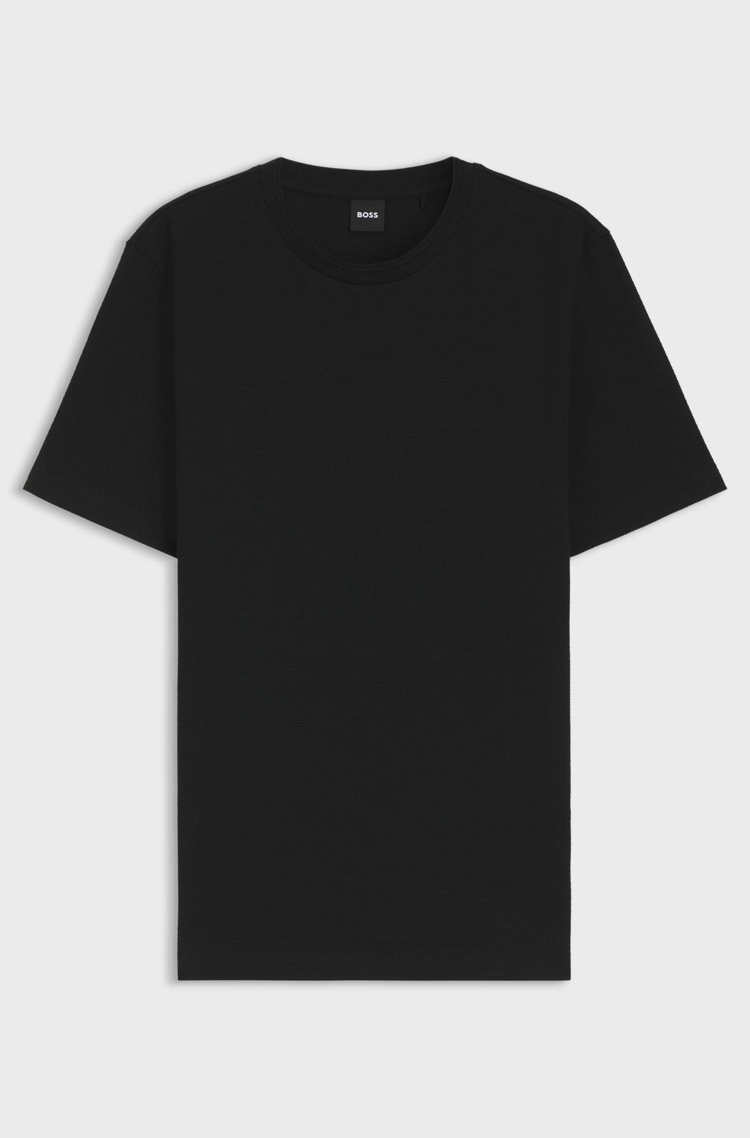 T-shirt in misto cotone con lavorazione jacquard a bolle 50452680 001 BOSS 