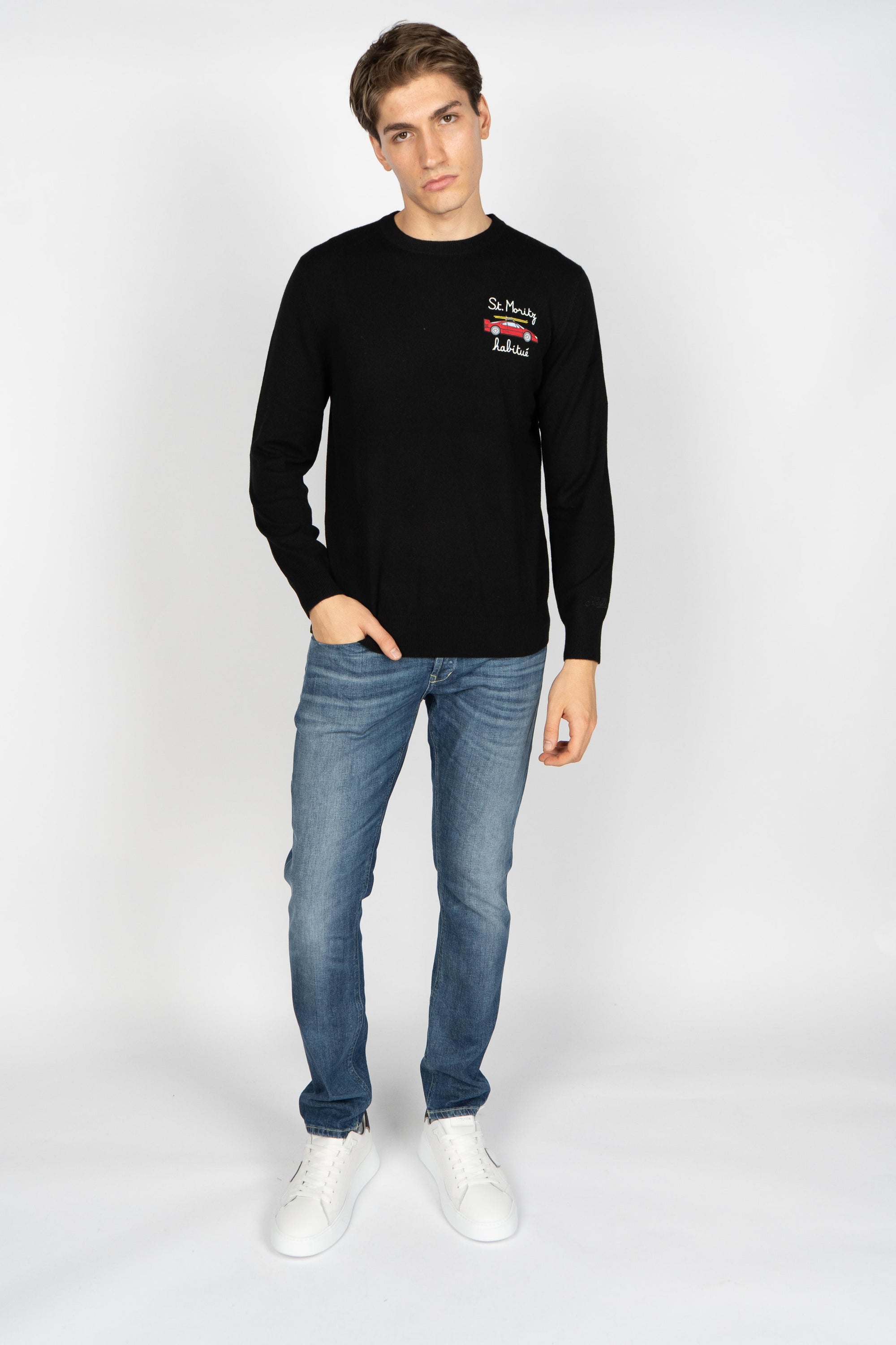 Maglione a girocollo Heron Light con ricamo St. Moritz HER0024 03036I MC2 SAINT BARTH 