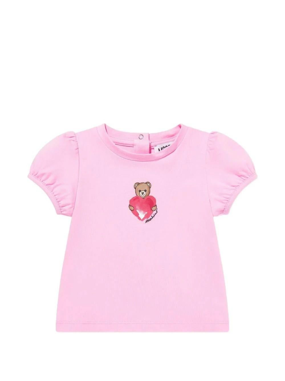 T-shirt con stampa Teddy Bear con cuore MLM02BLBA00 51473 MOSCHINO BABY 