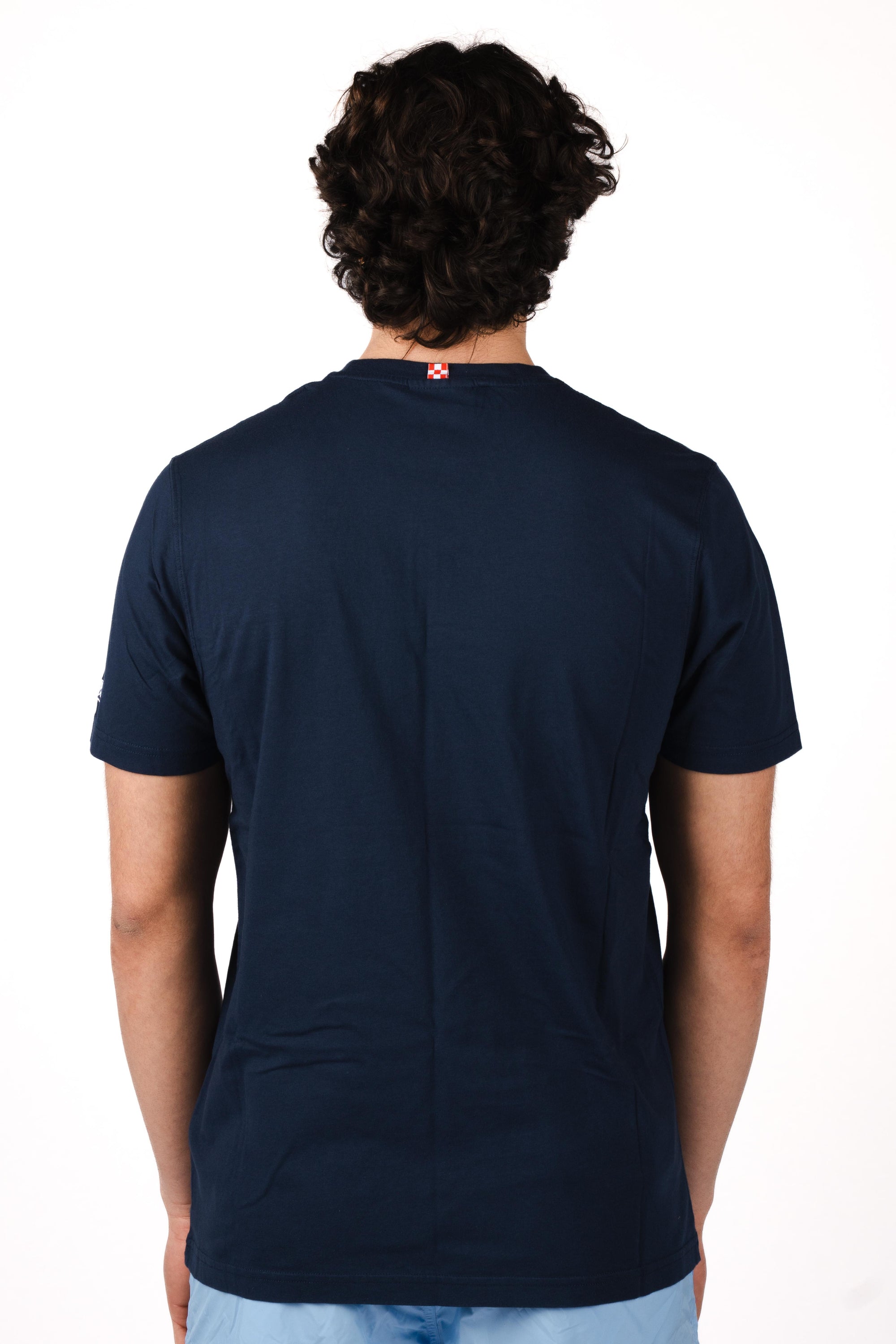 T-shirt Portofino blu con ricamo Mi Piacciono Le Bionde POT0001 04428L MC2 SAINT BARTH 