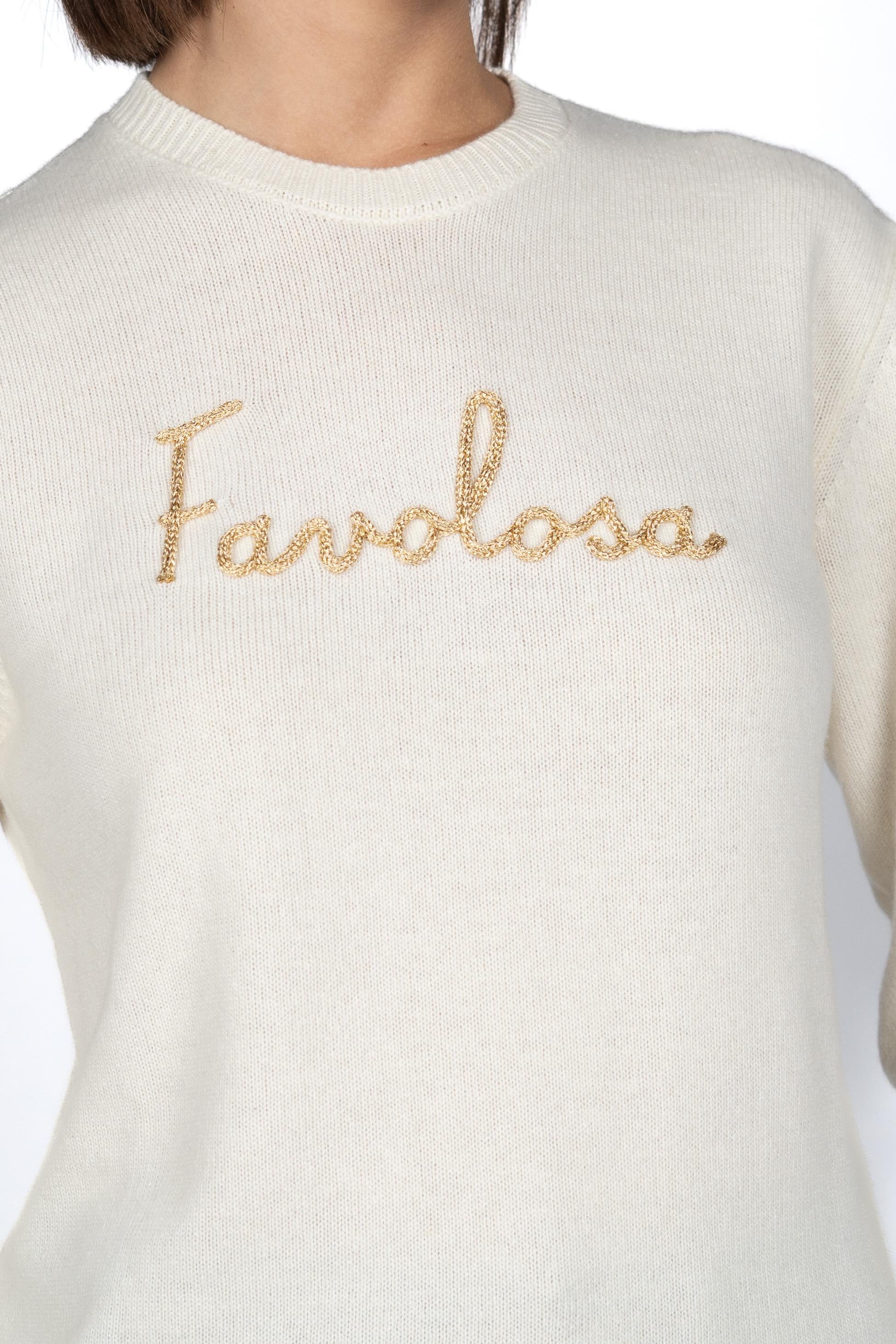 Maglione New Queen con ricamo lurex Favolosa QUE0010 03953I MC2 SAINT BARTH 