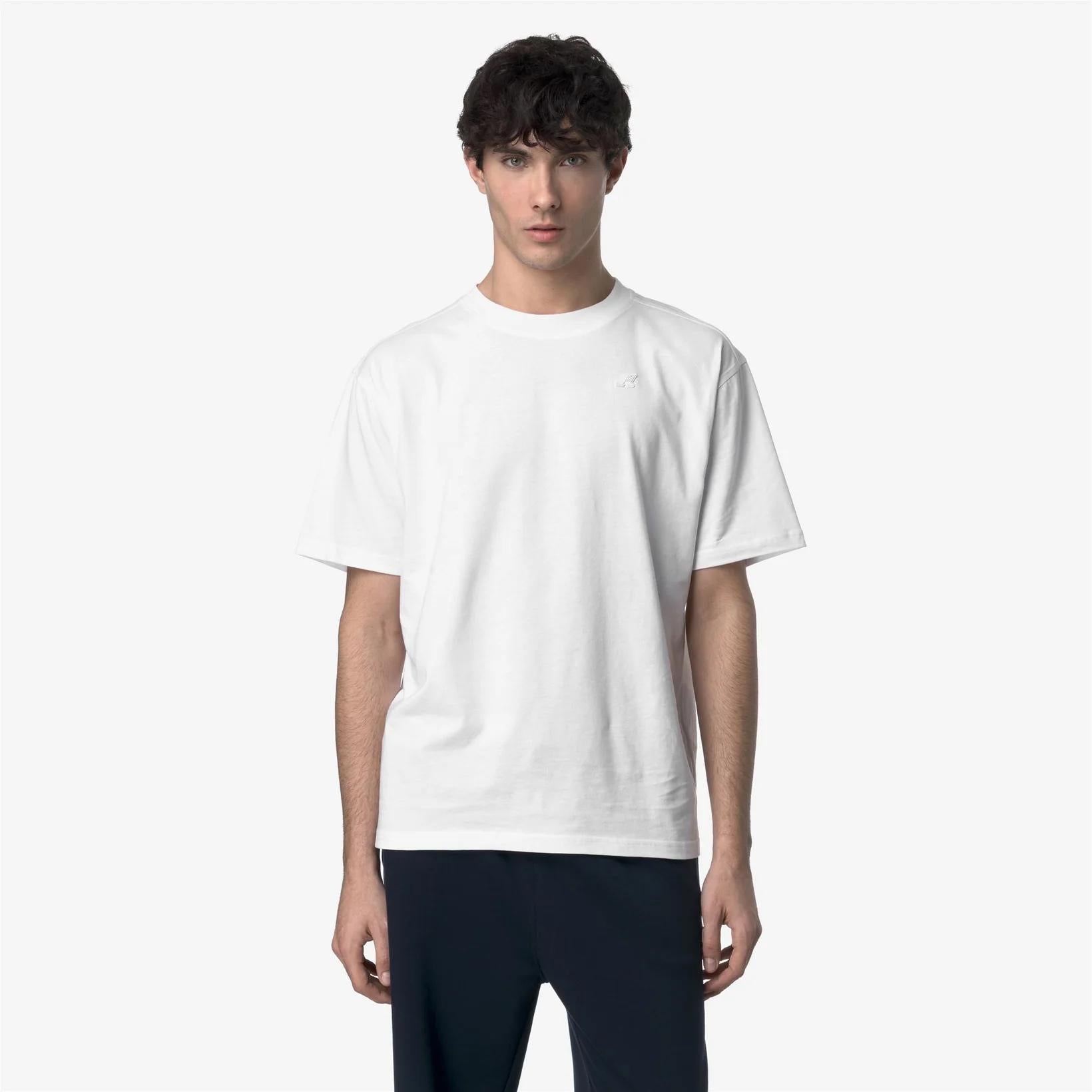 T-shirt casual da uomo in cotone bianco K3136CW 001 K-WAY 