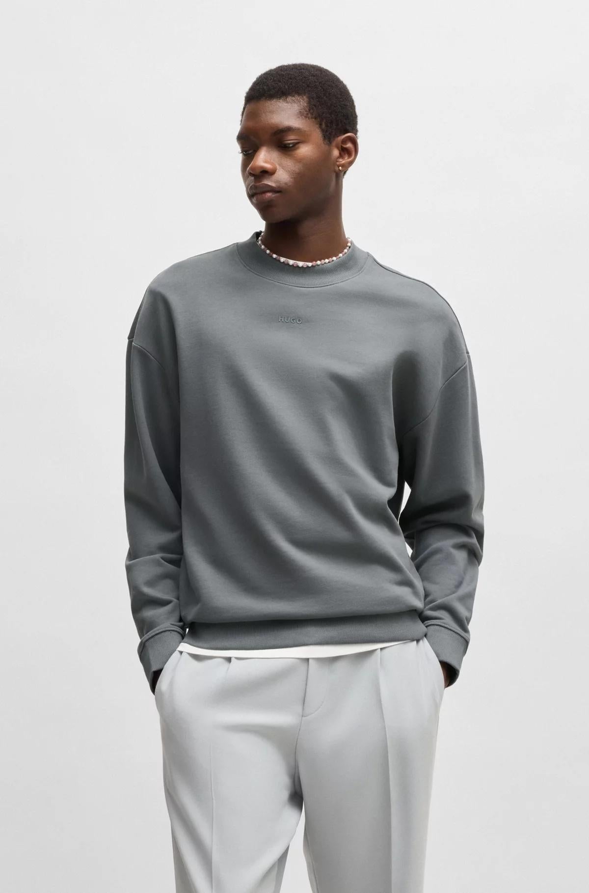Felpa relaxed fit in terry di cotone con logo stampato 50525892 086 HUGO 