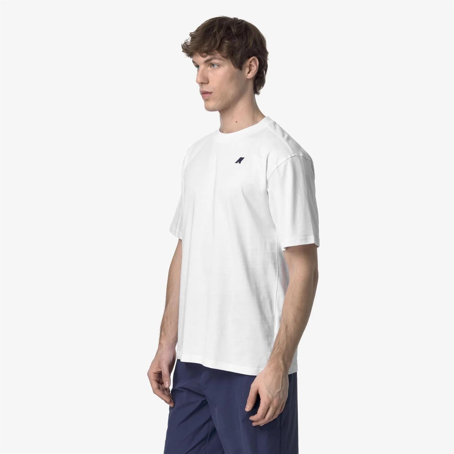 T-shirt casual da uomo bianco in cotone con stampa grafica K3138PW 001 K-WAY 