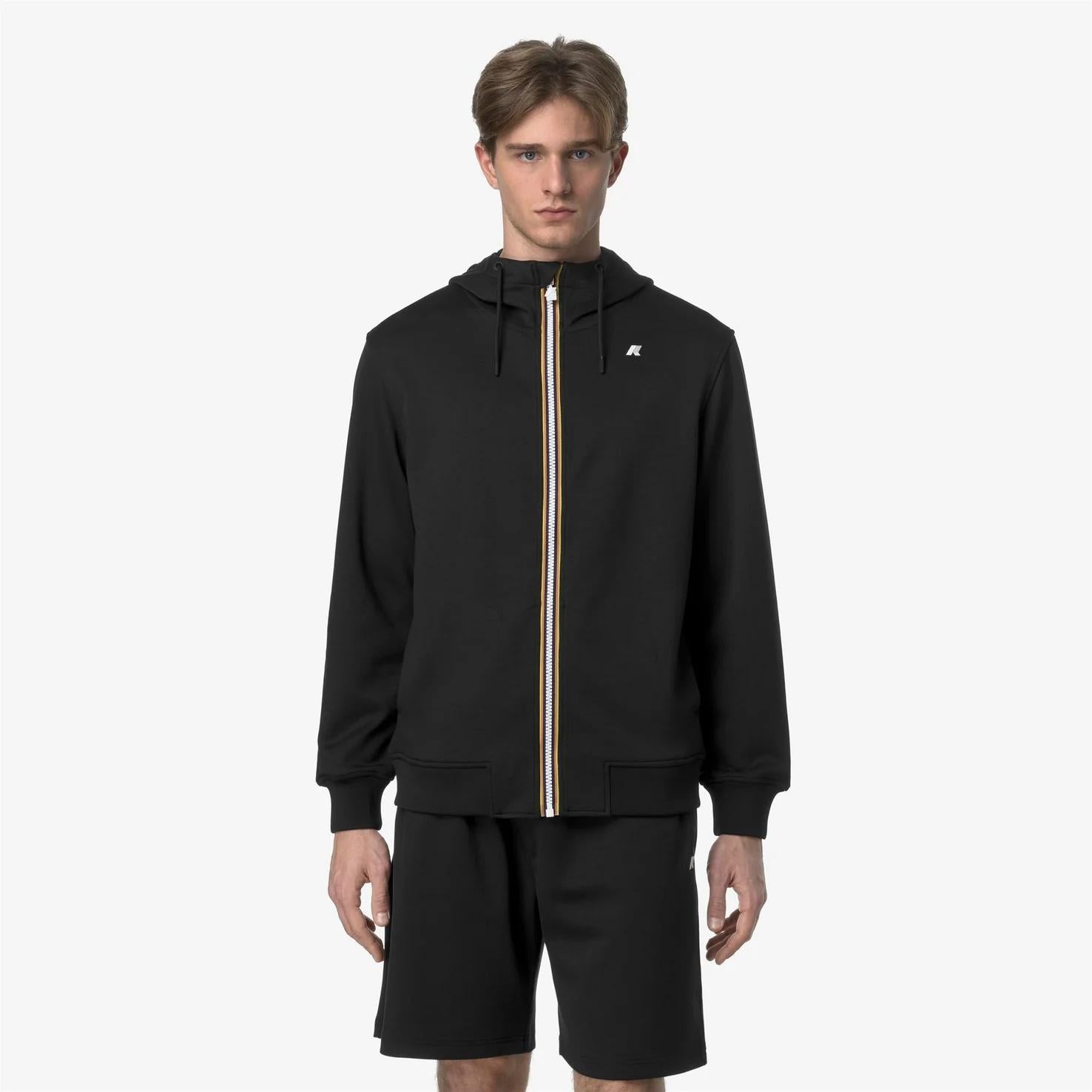 Giacca in caldo pile da uomo nero con cappuccio regolabile K1151UW USY K-WAY 