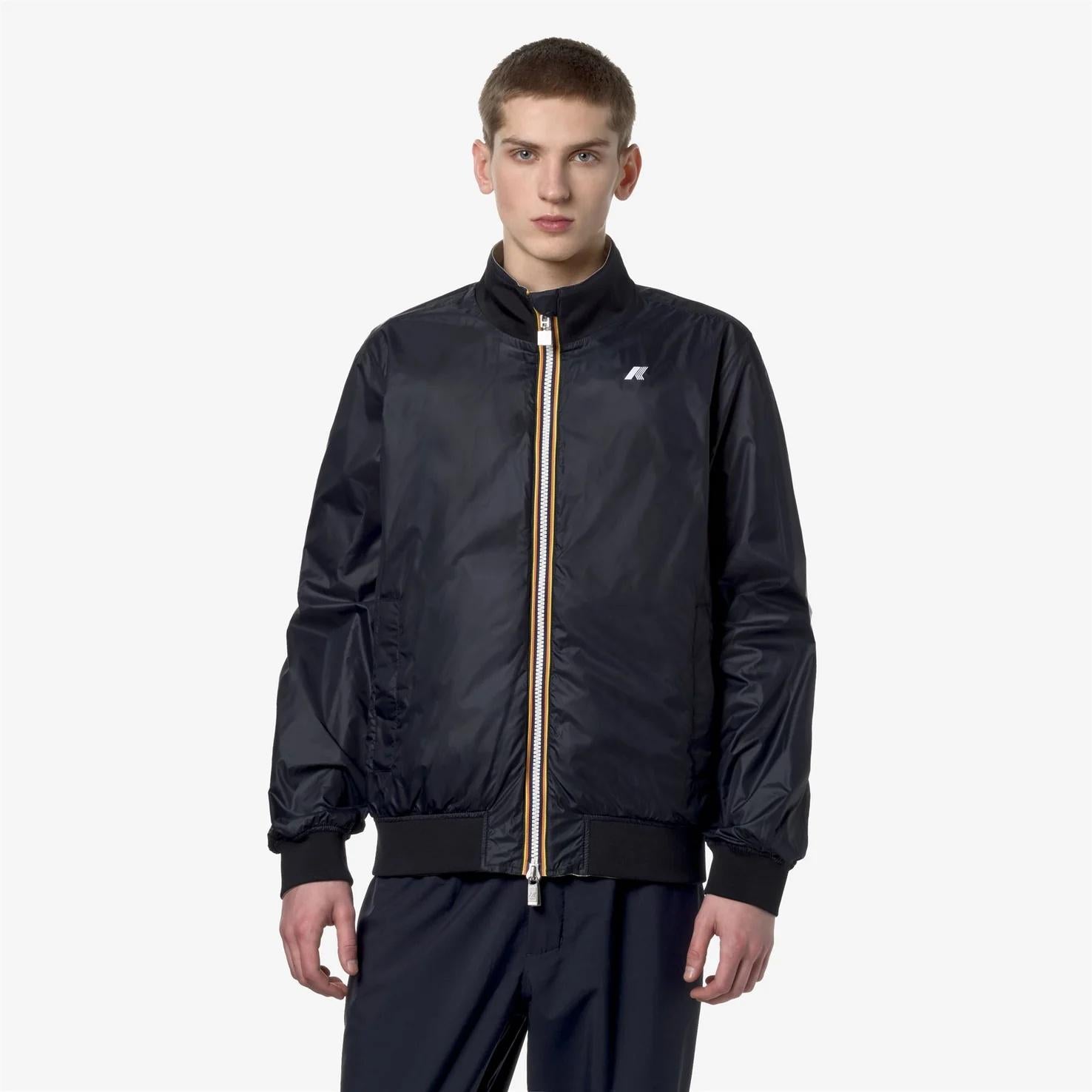 Bomber corto reversibile da uomo beige blu per tempo variabile K6123PW AL8 K-WAY 