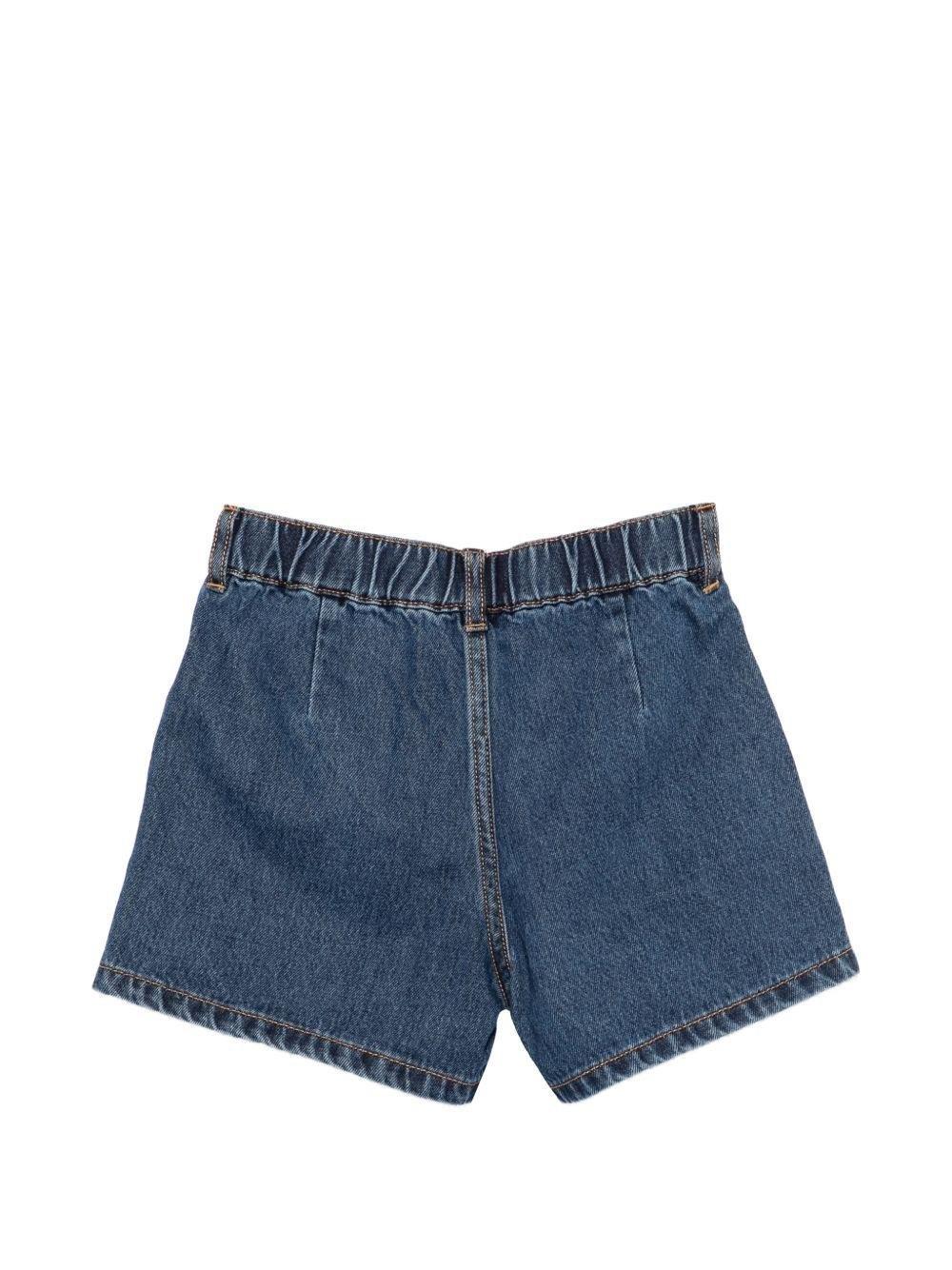 Shorts denim con logo ricamato HDQ024L0E35 41104A MOSCHINO KID 