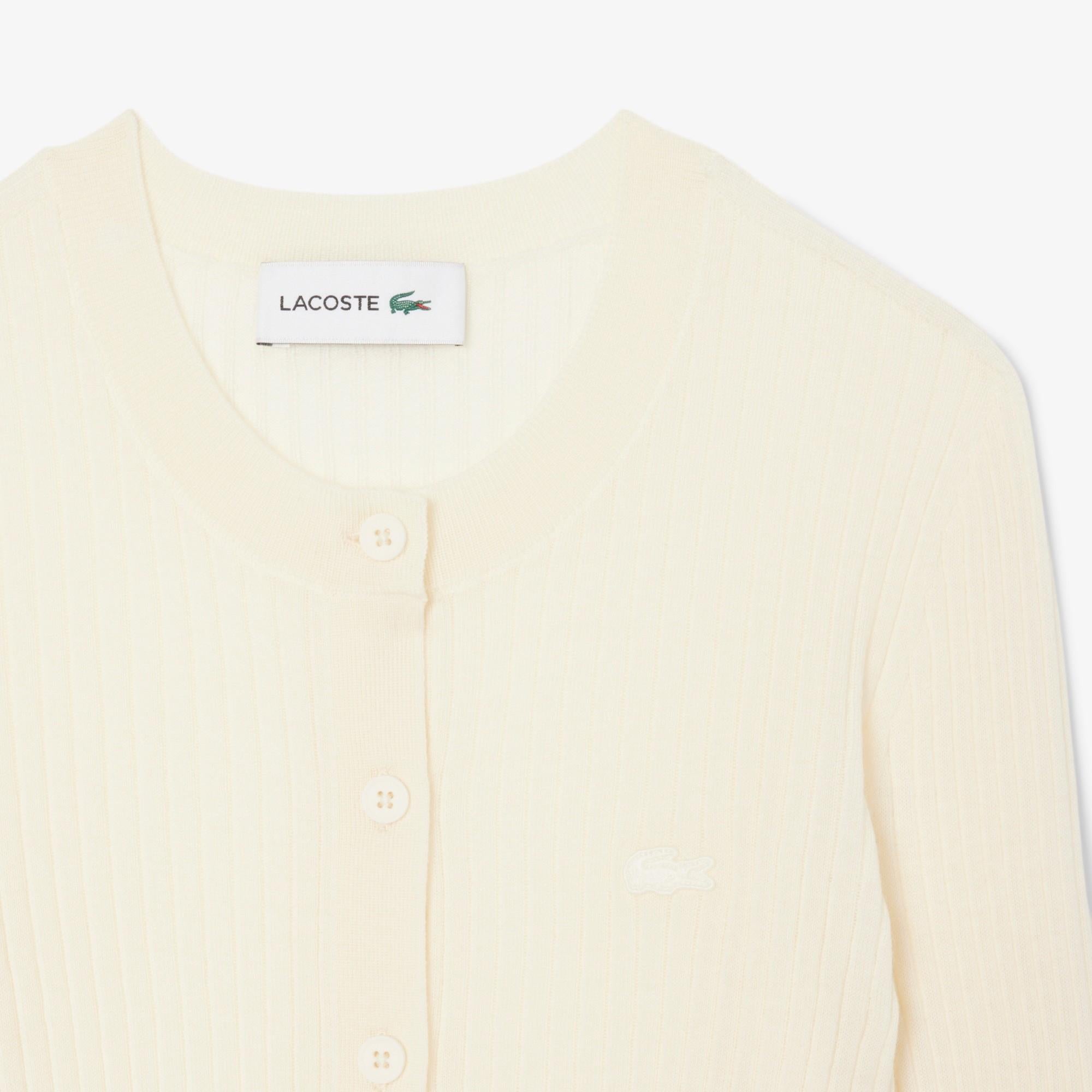 Cardigan in maglia di lana merinos a coste AF4141 70V LACOSTE 